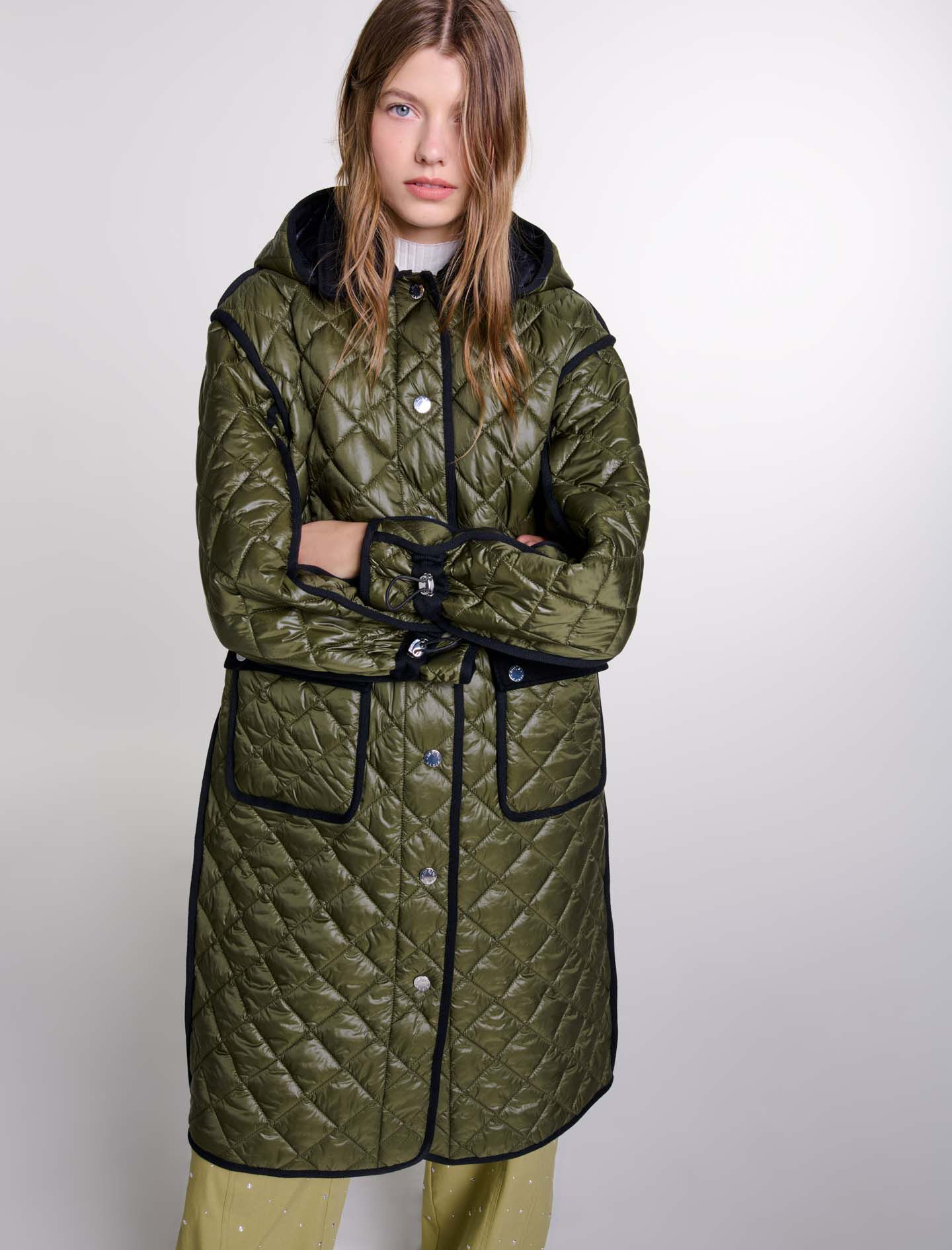 Contrast quilted puffer jacket