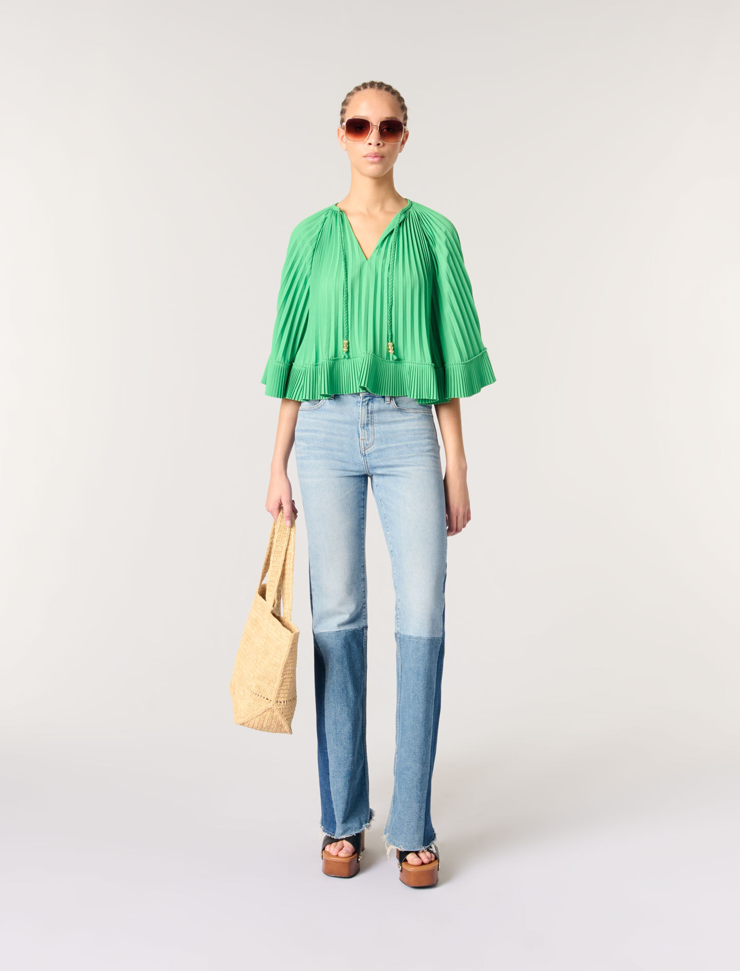 Cape-effect pleated top