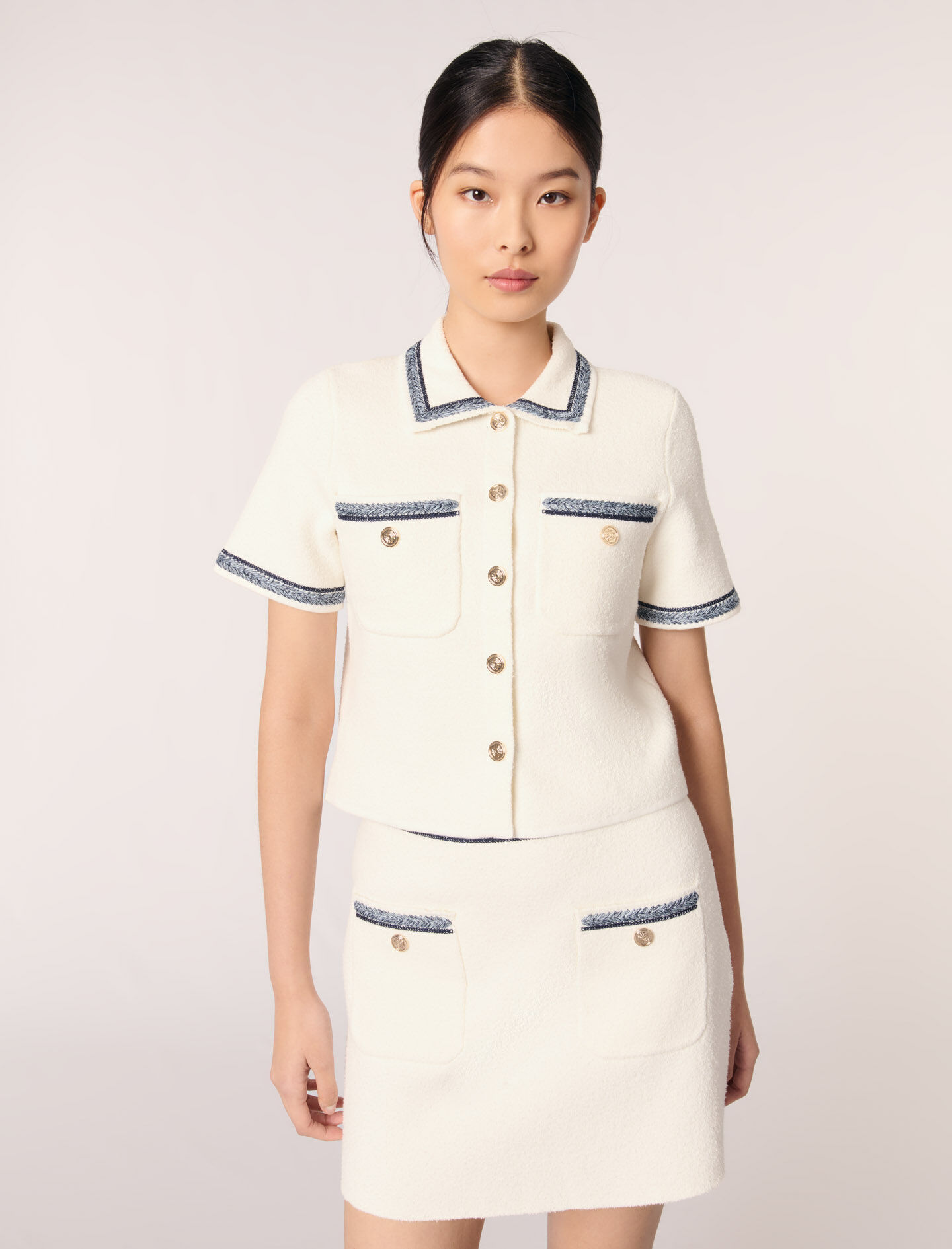 Cropped contrasting trim cardigan