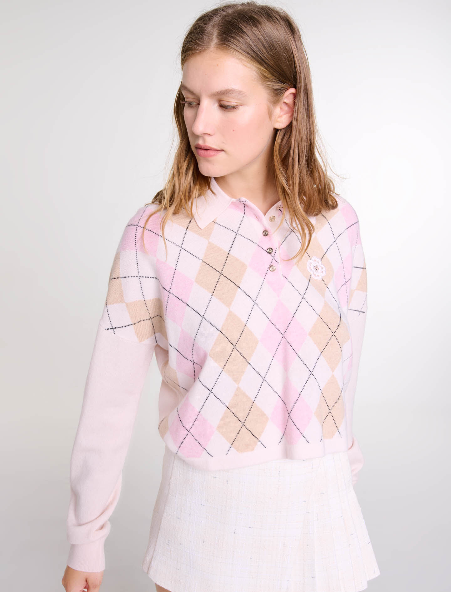 Short wool-blend sweater