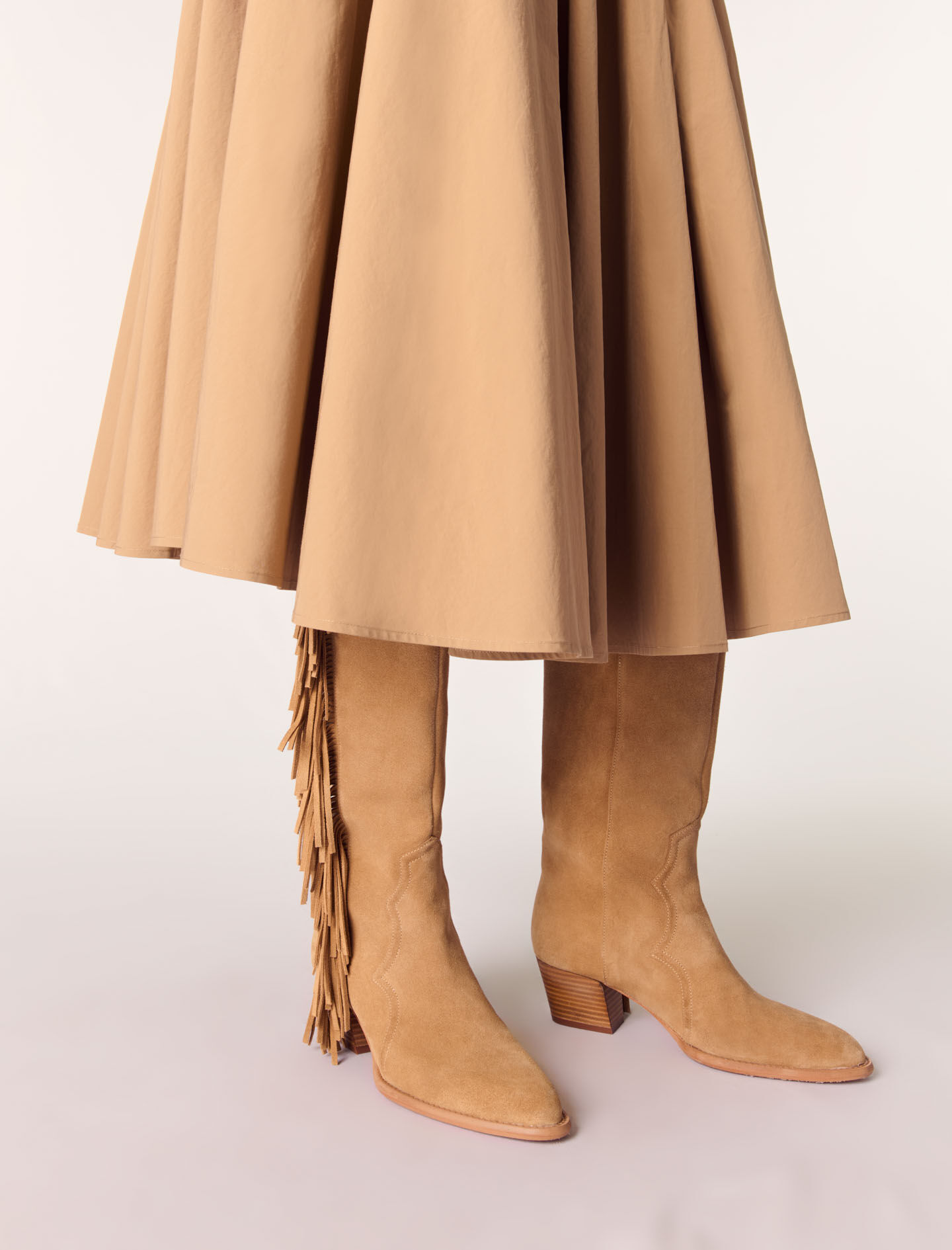 Cotton pleated maxi skirt