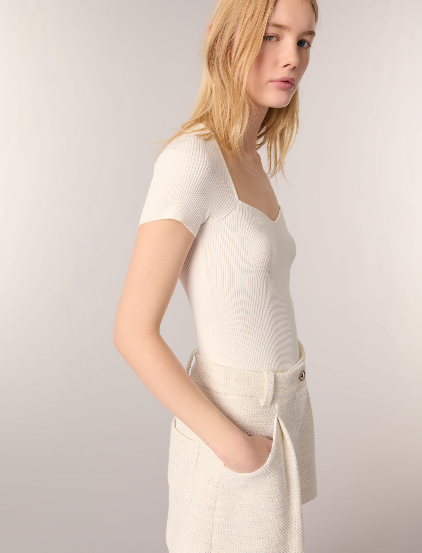 Tweed and lurex shorts