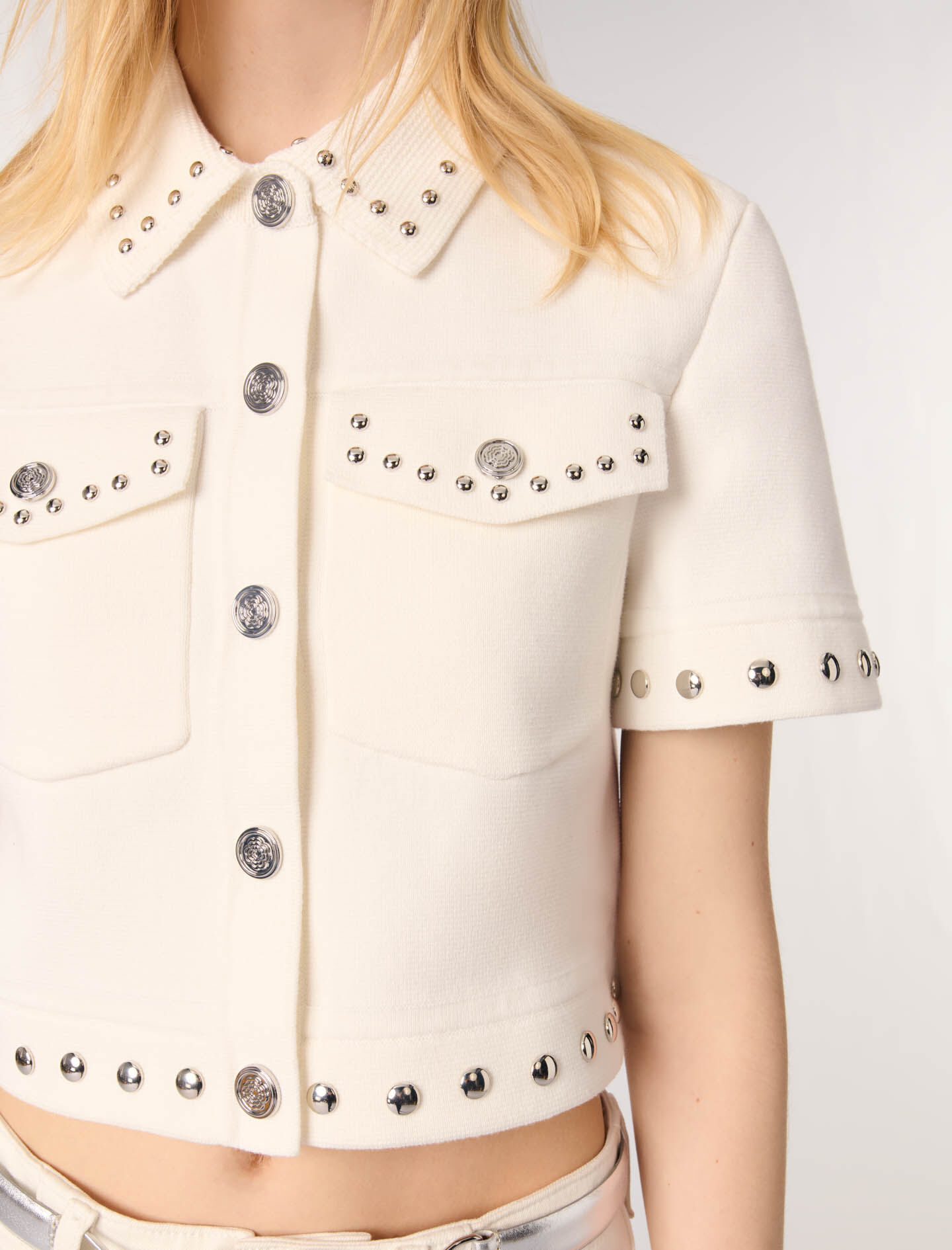 Studded cropped cardigan