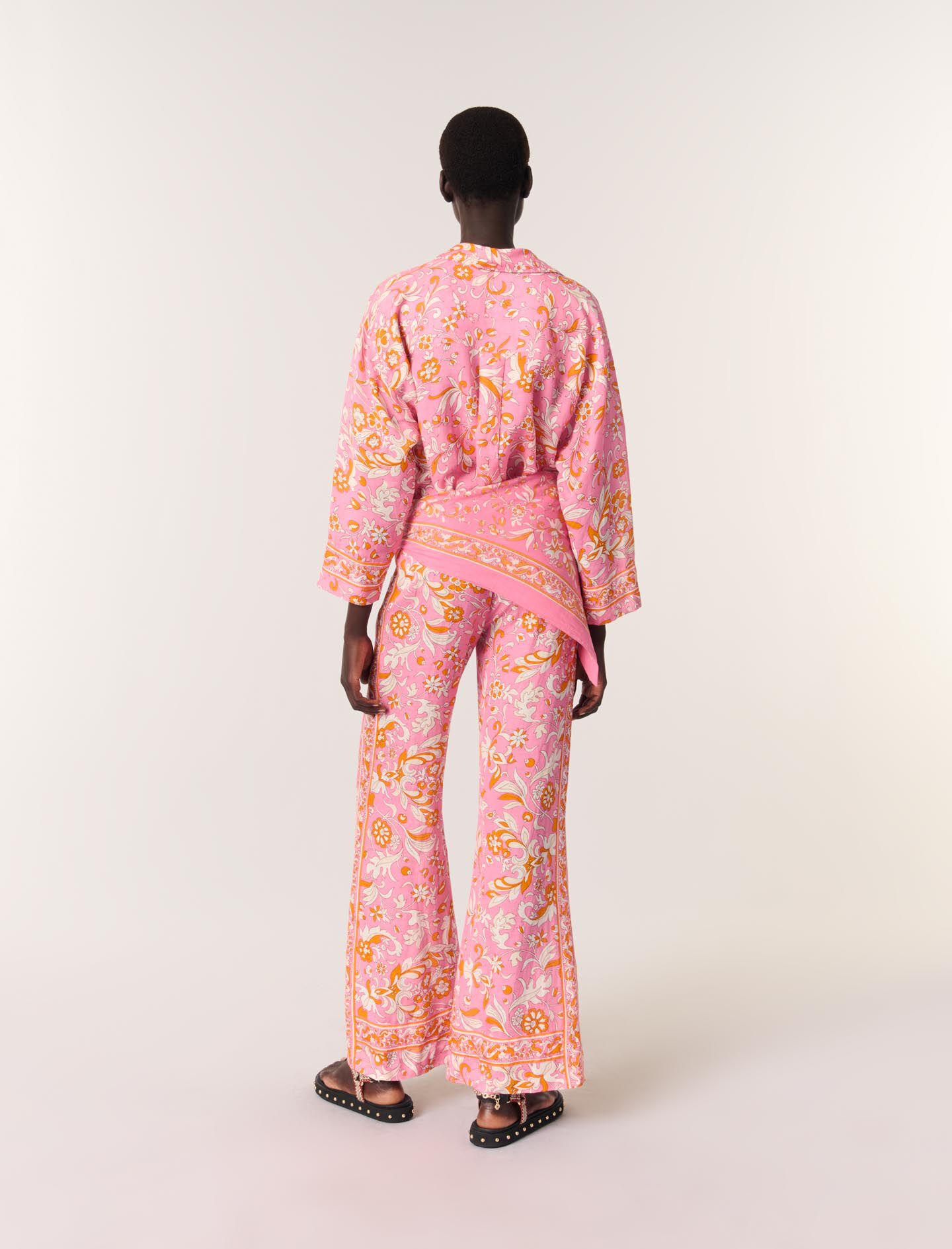 Patterned flowing linen shirt