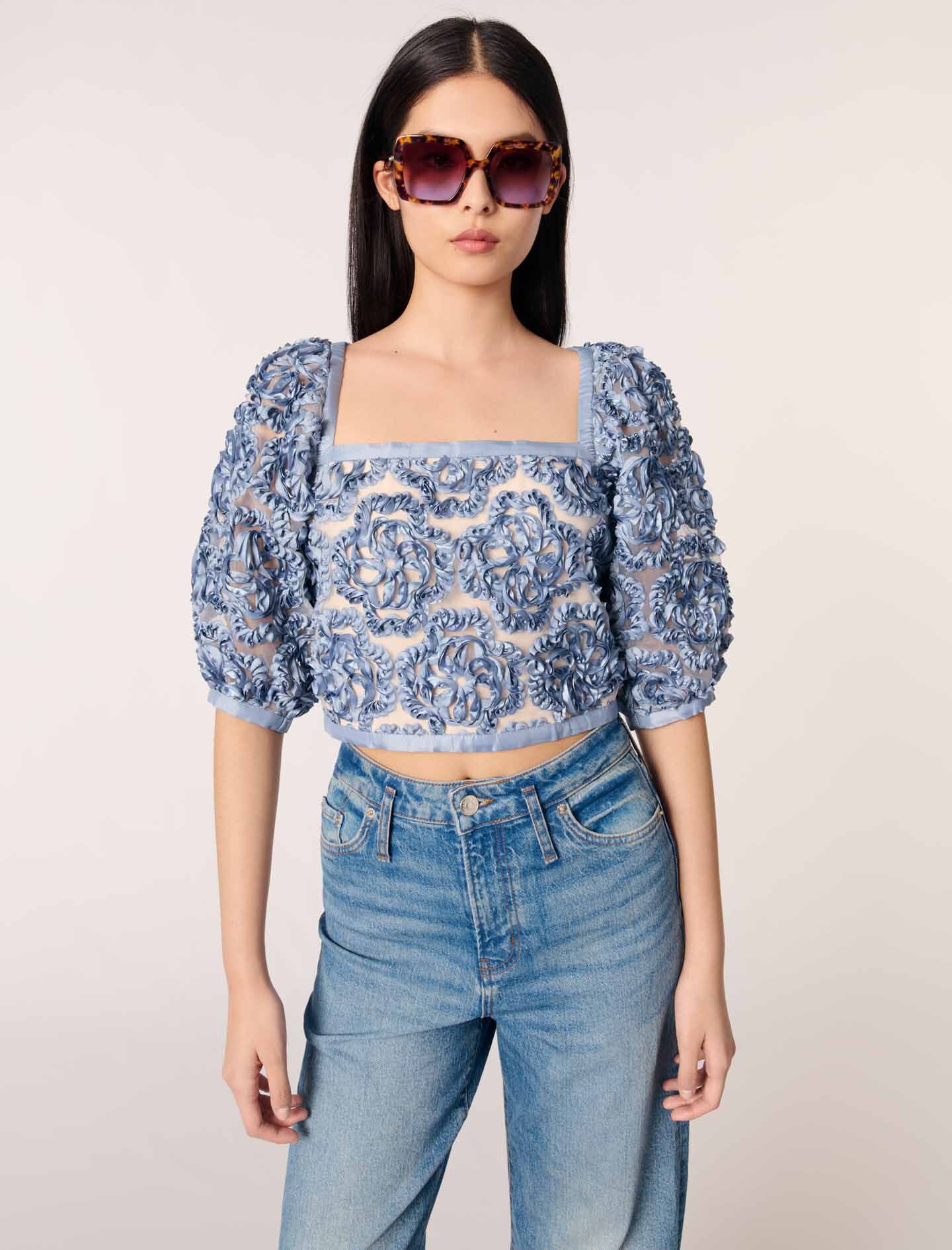 Floral organza top