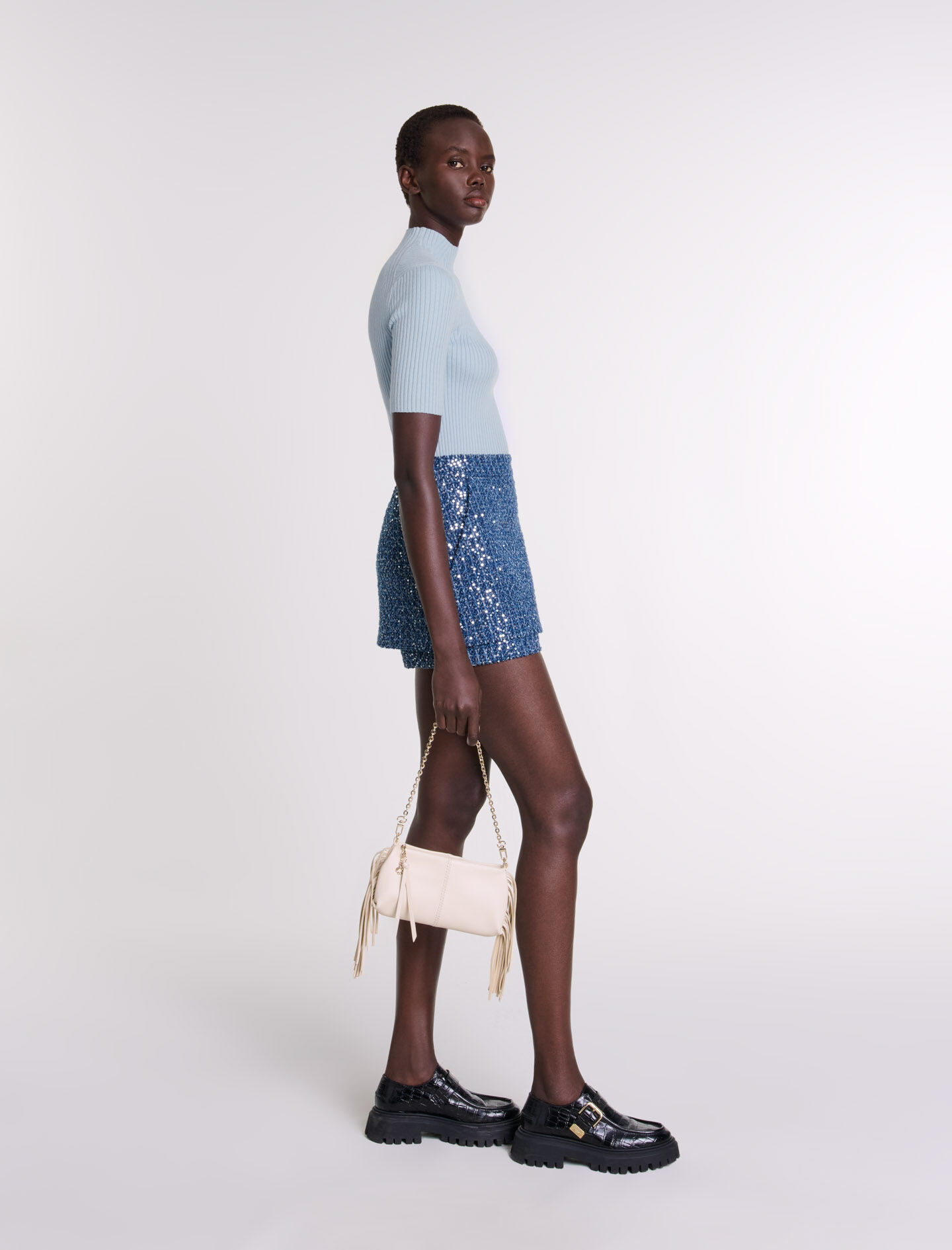 Cotton and silk ribbed top