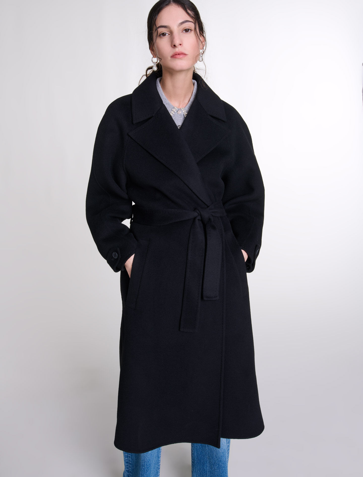 Double-faced mid-length coat