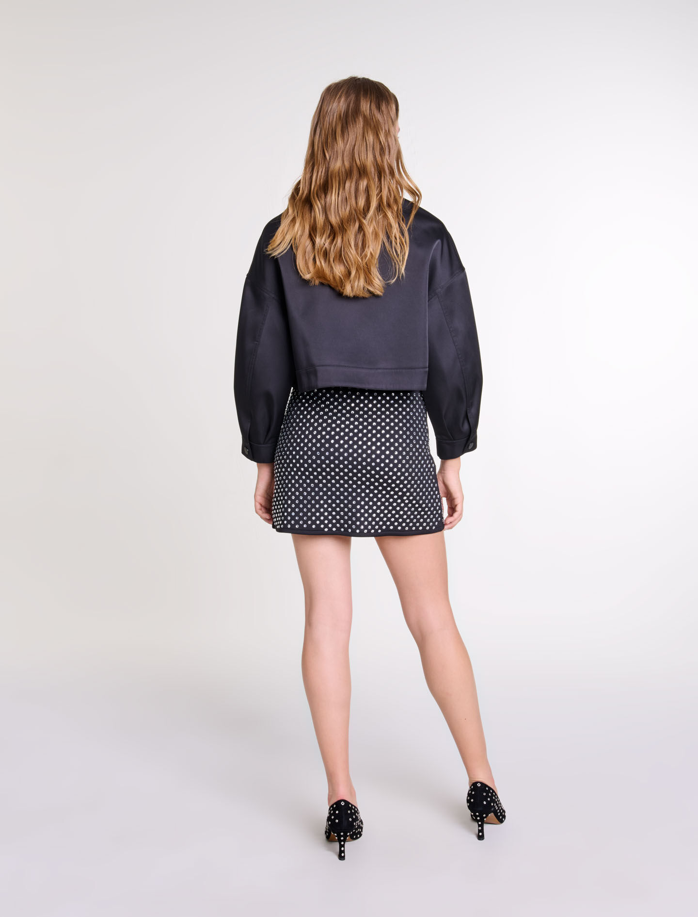 Short skirt with rhinestones