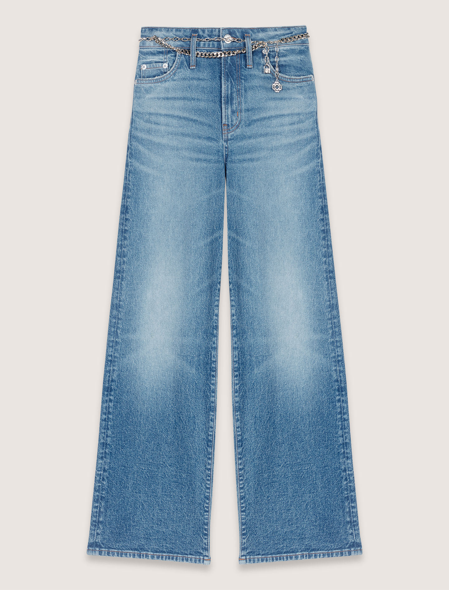 Jeans with chain-link belt