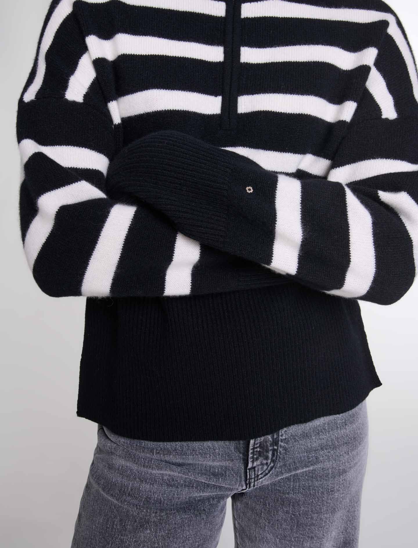 Stripe print high-neck jumper