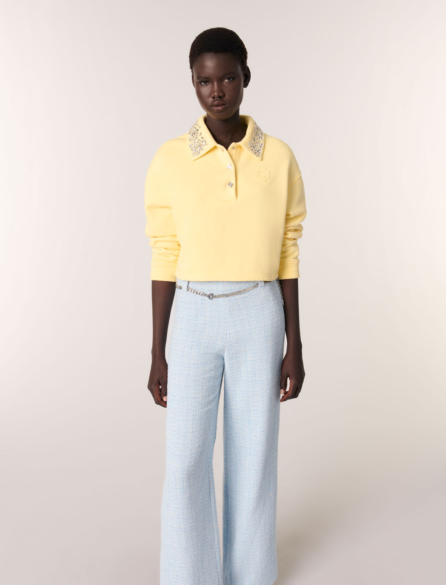 Tweed trousers with belt