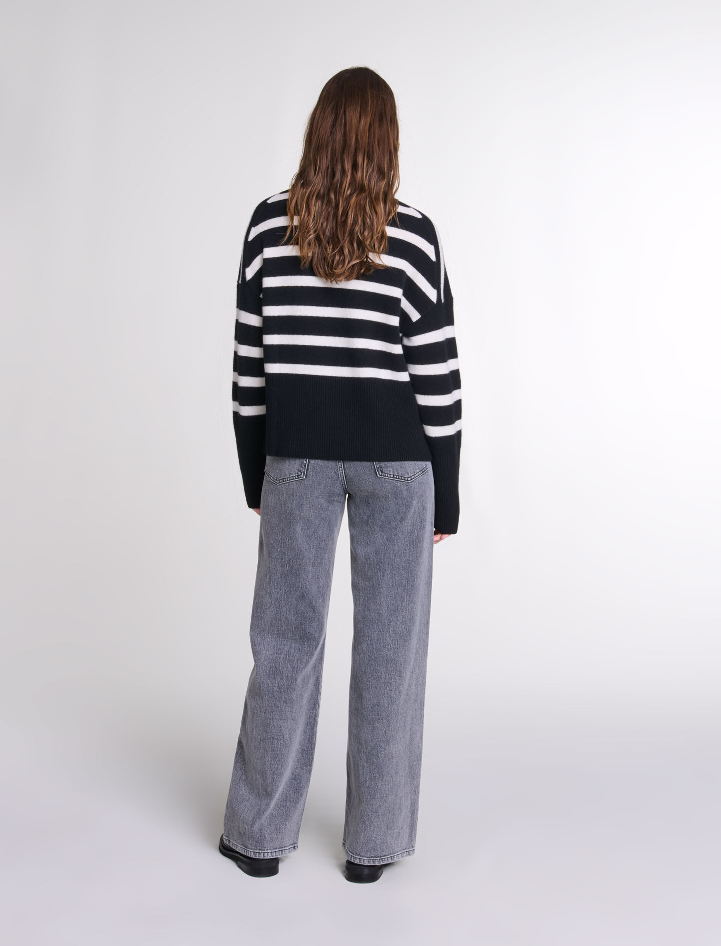 Stripe print high-neck jumper