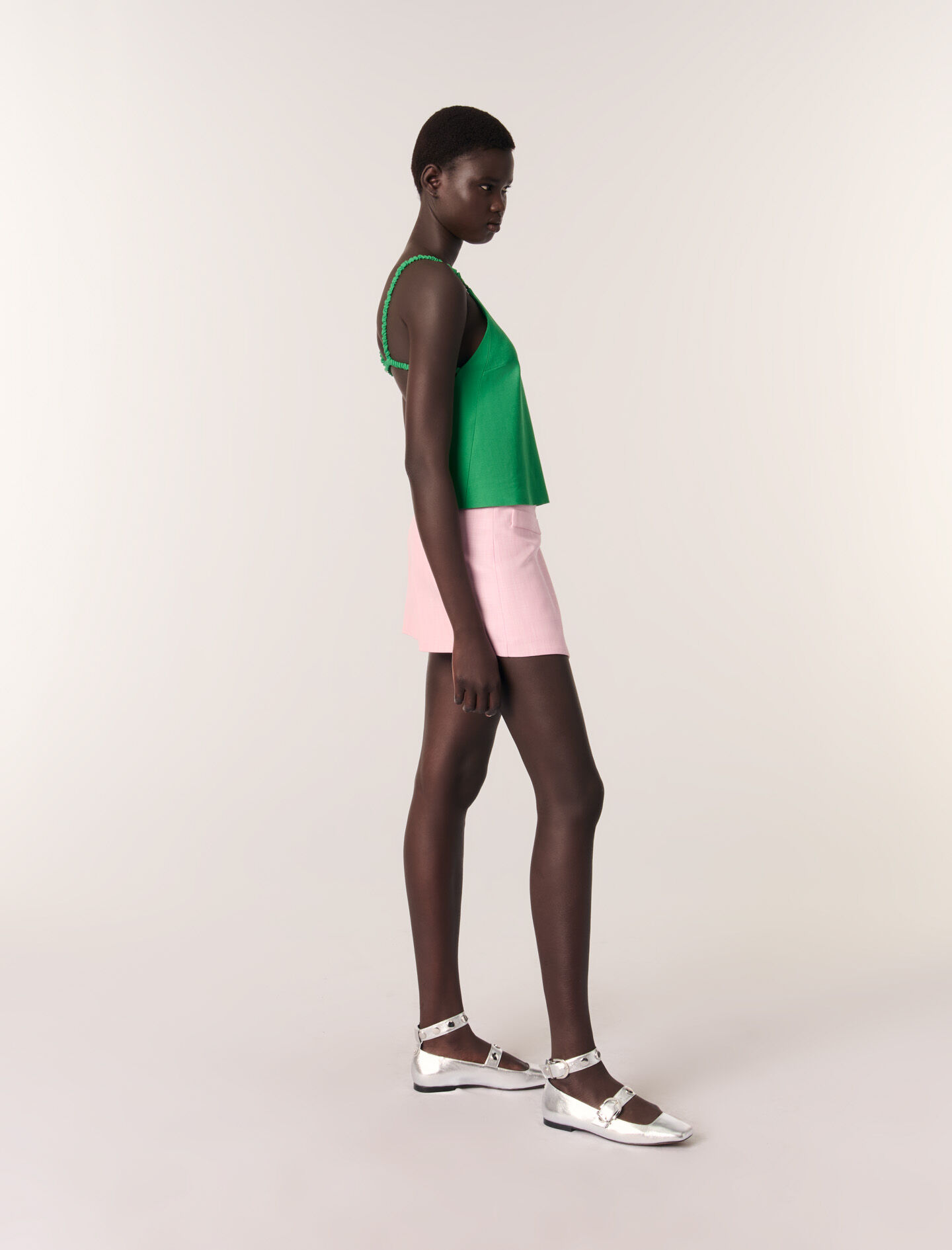 Layered-effect suit shorts