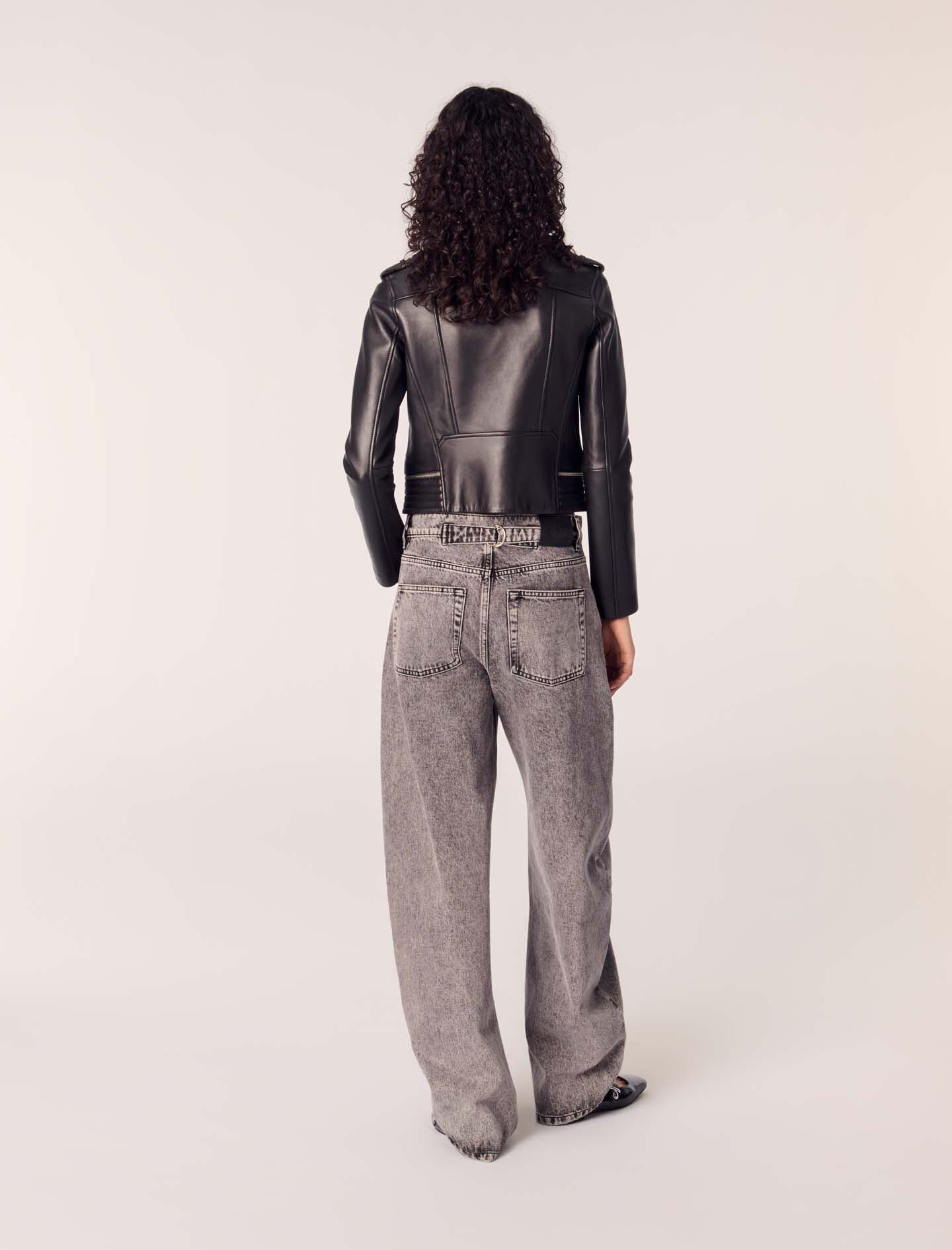 Leather biker-style jacket