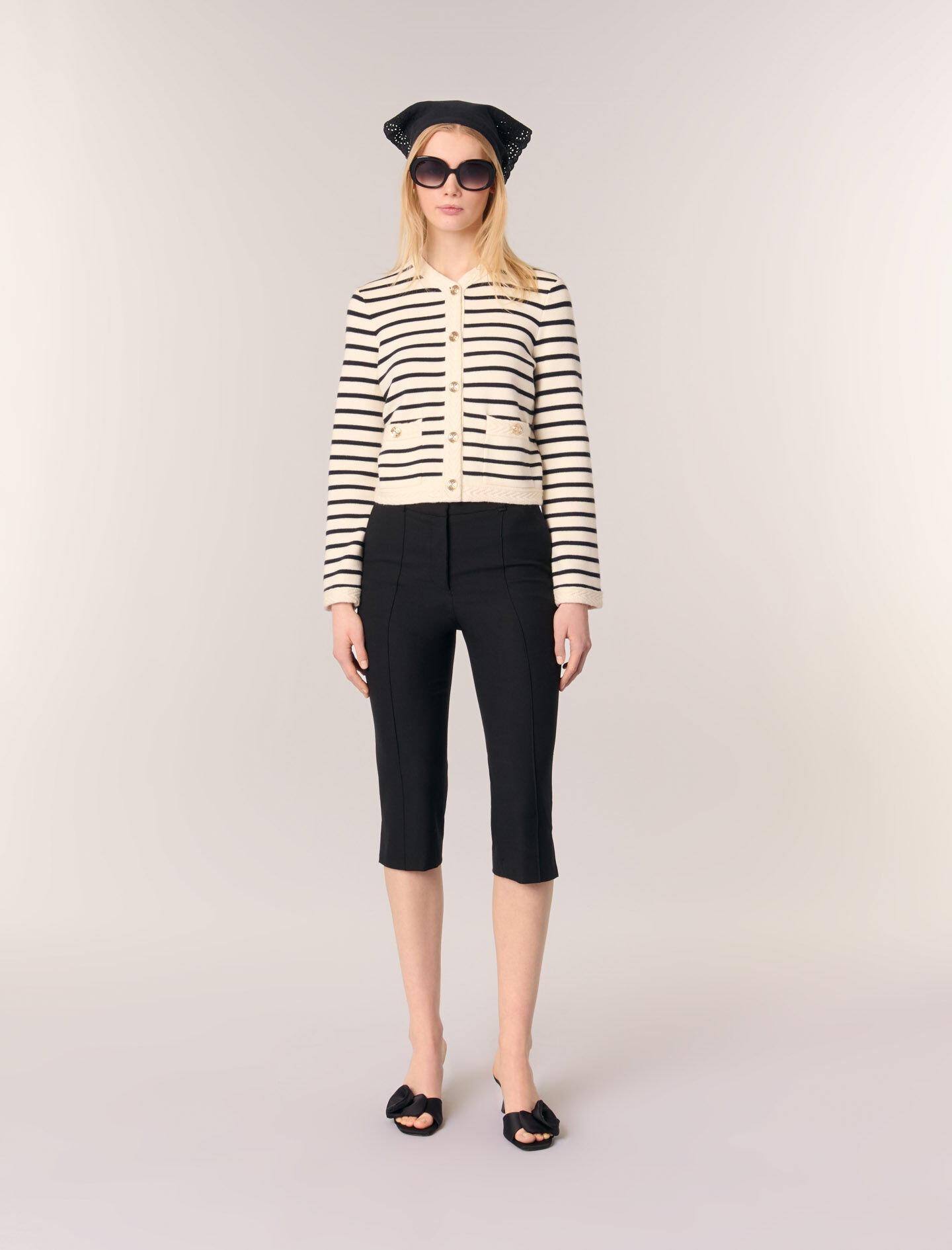 Striped knit cardigan