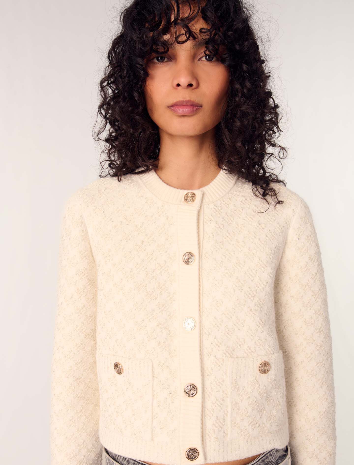 Short tweed-effect cardigan