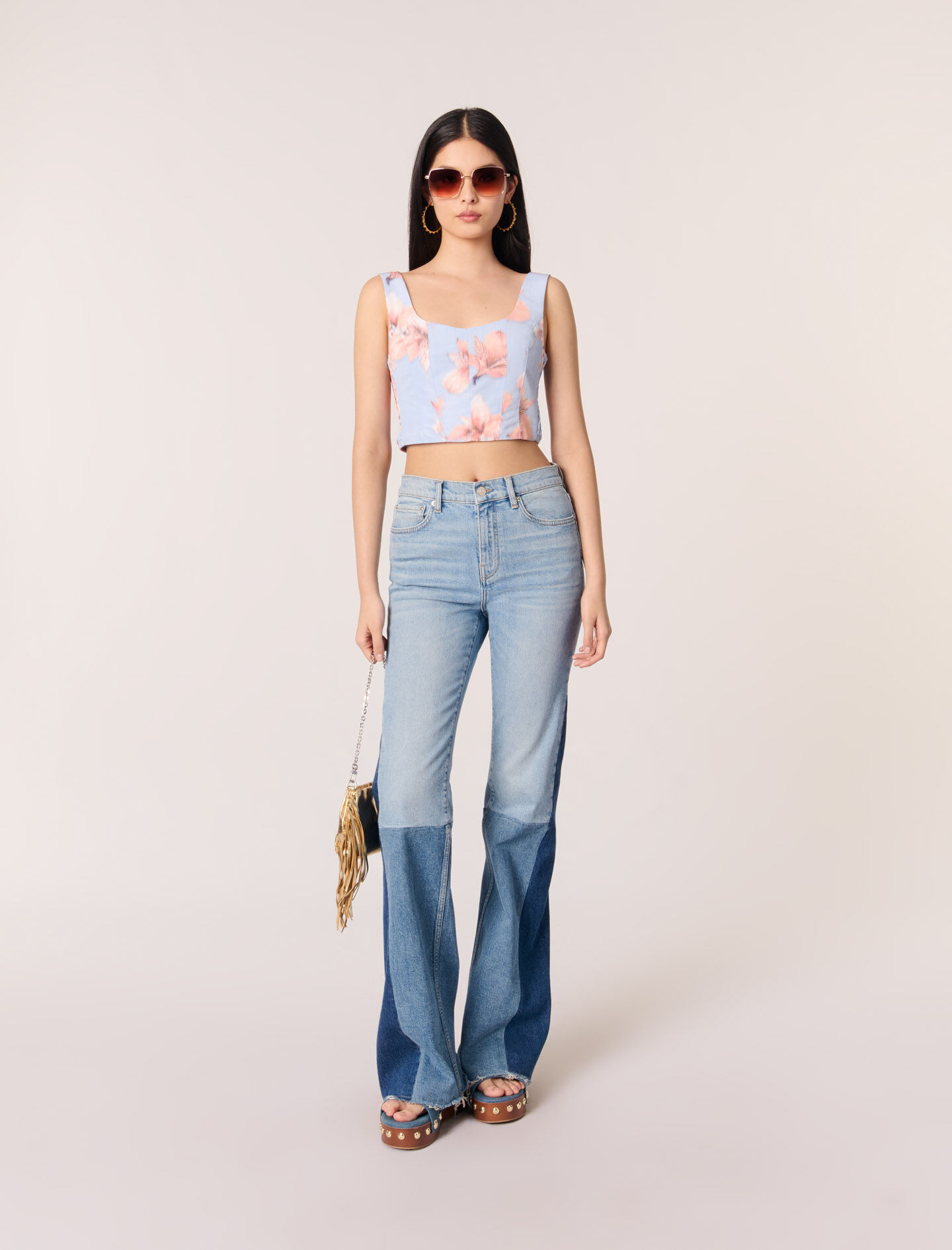 Patterned taffeta top