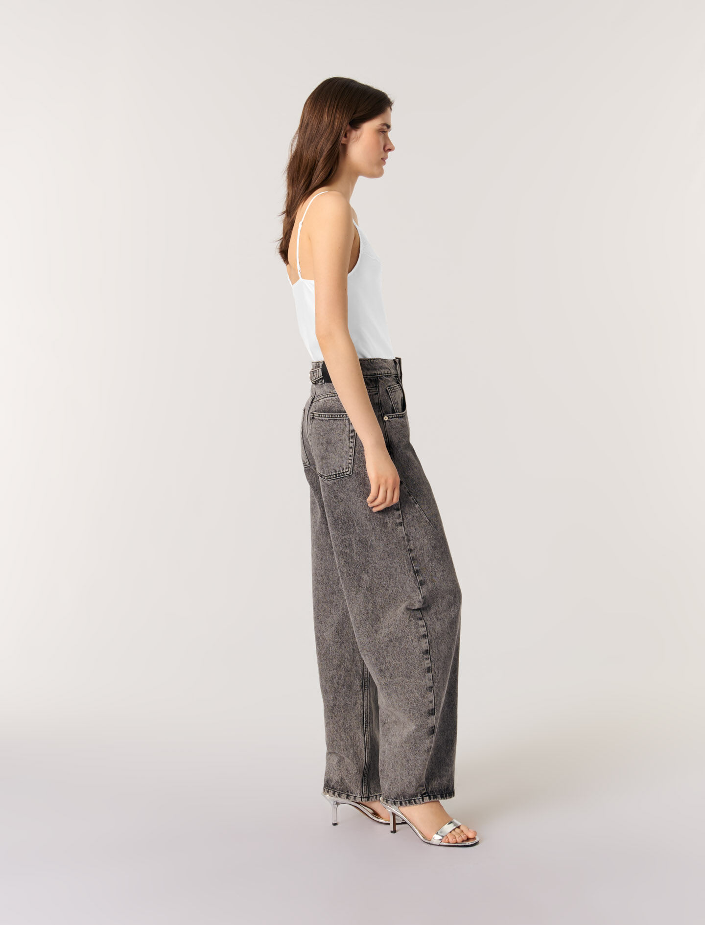 Silk satin and lace top