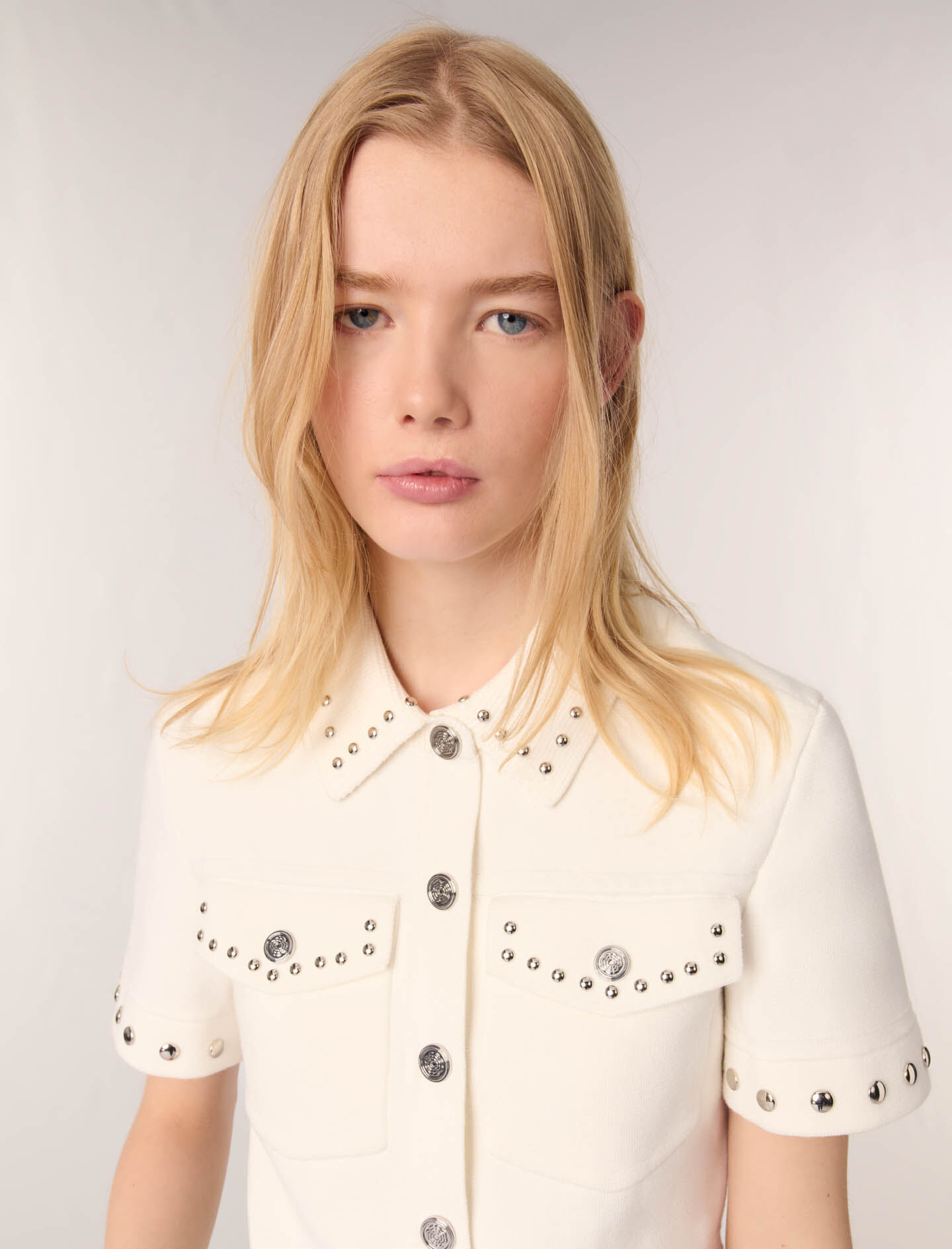 Studded cropped cardigan