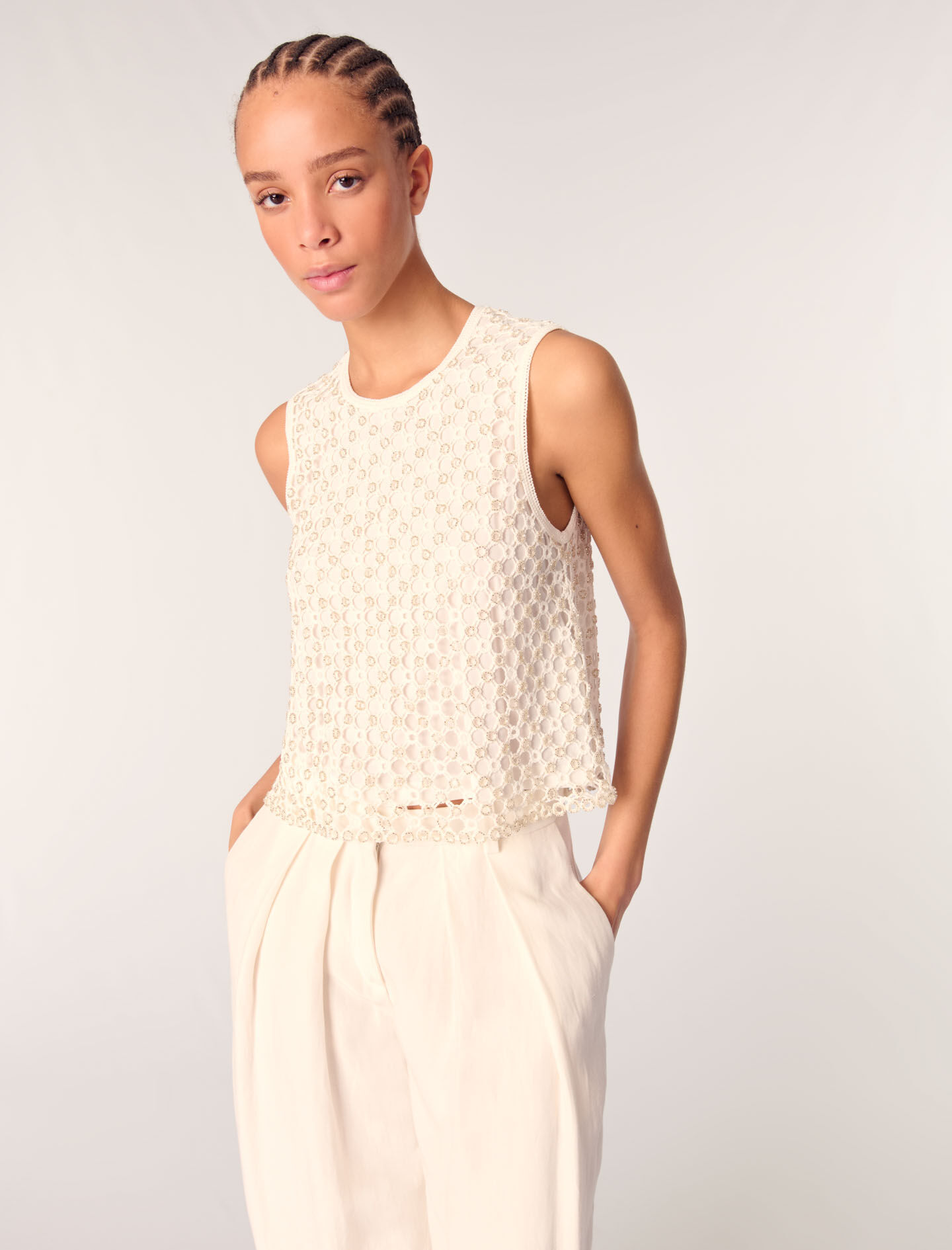 Crochet top with beads