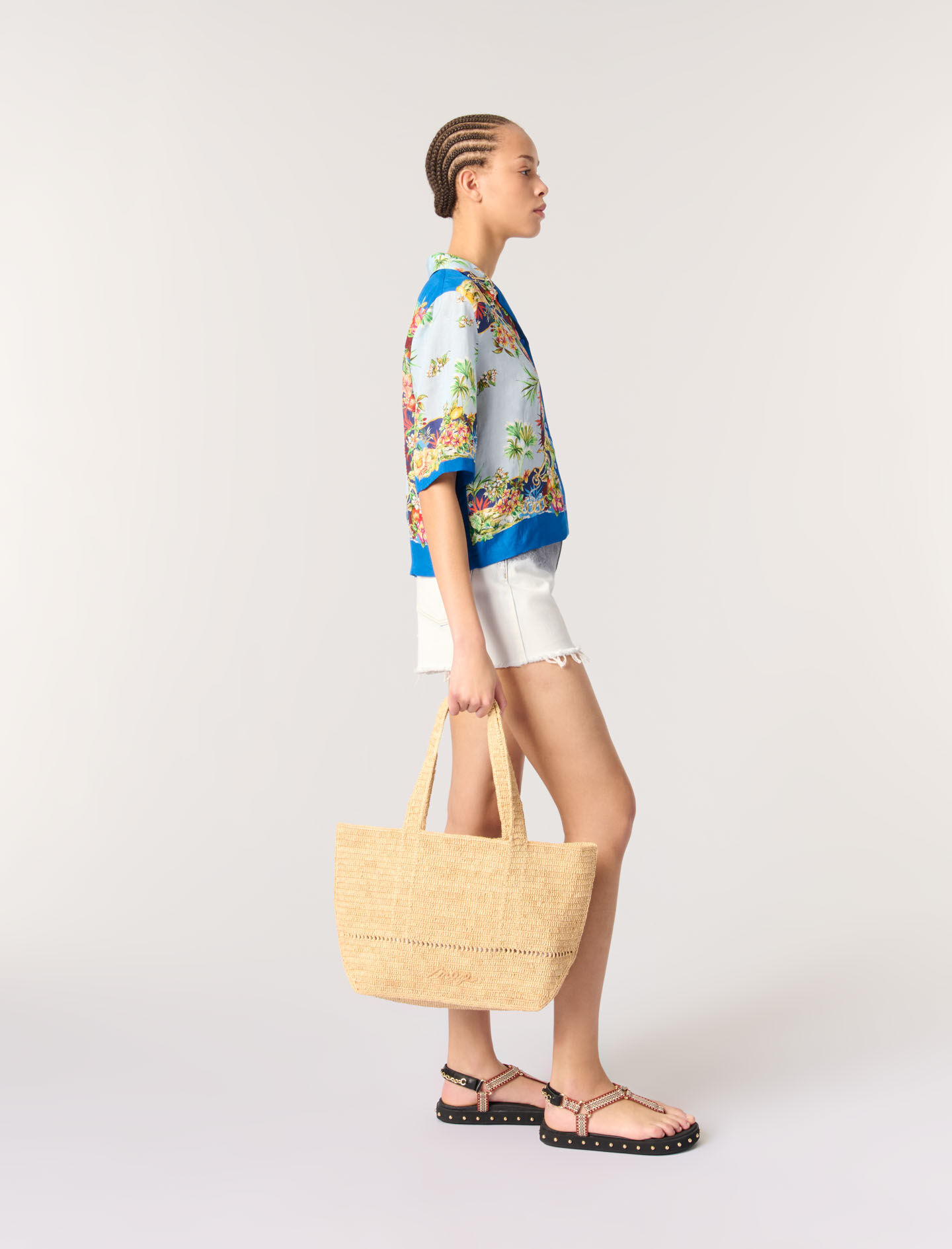 Patterned cropped shirt