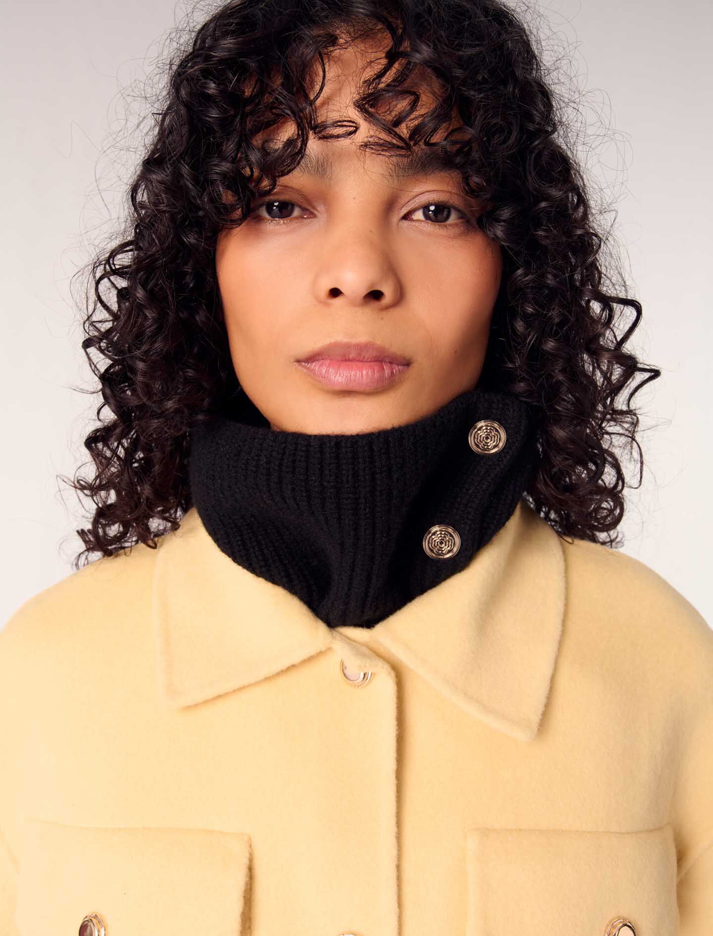 Short double-faced belted coat