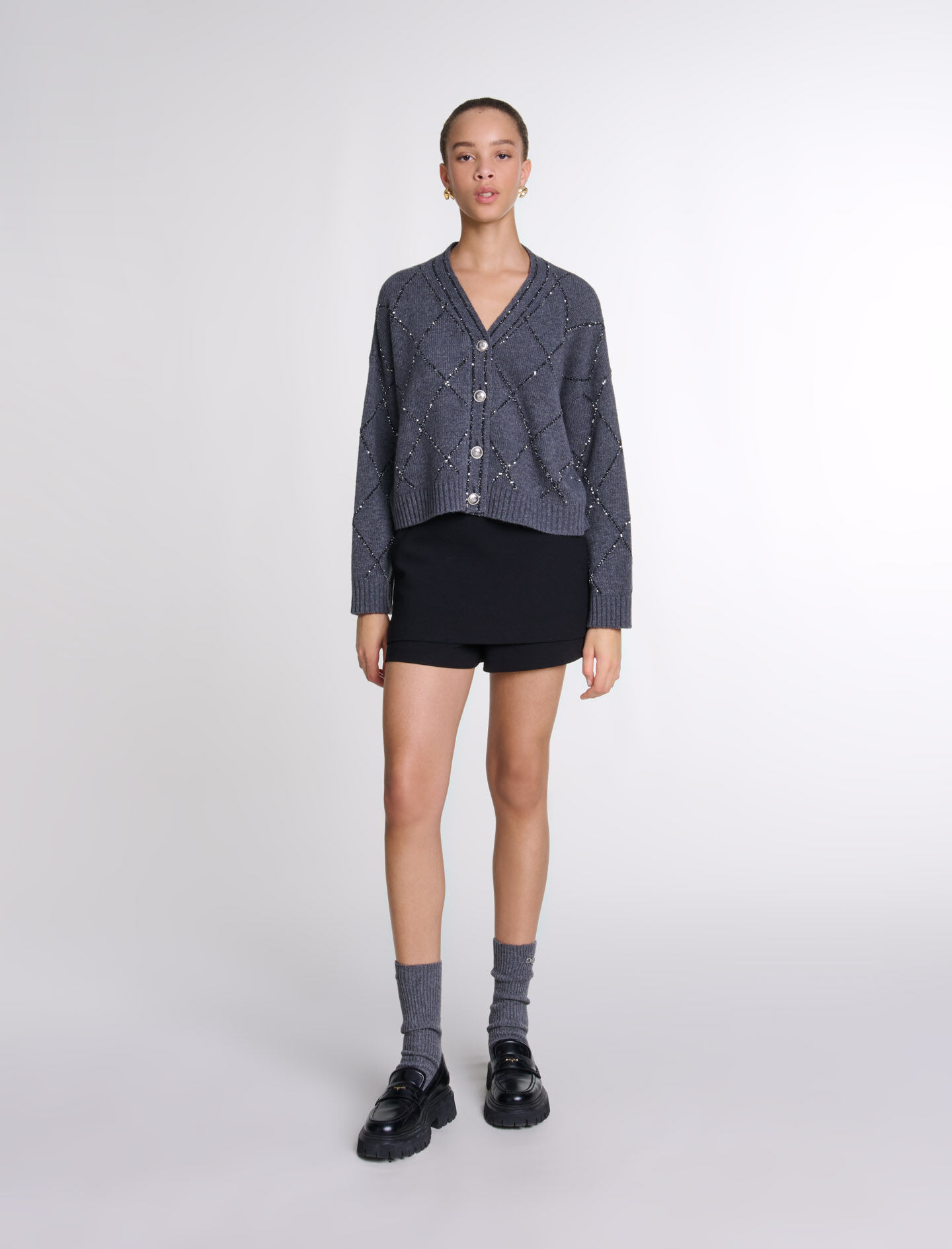 Sequin knit cardigan