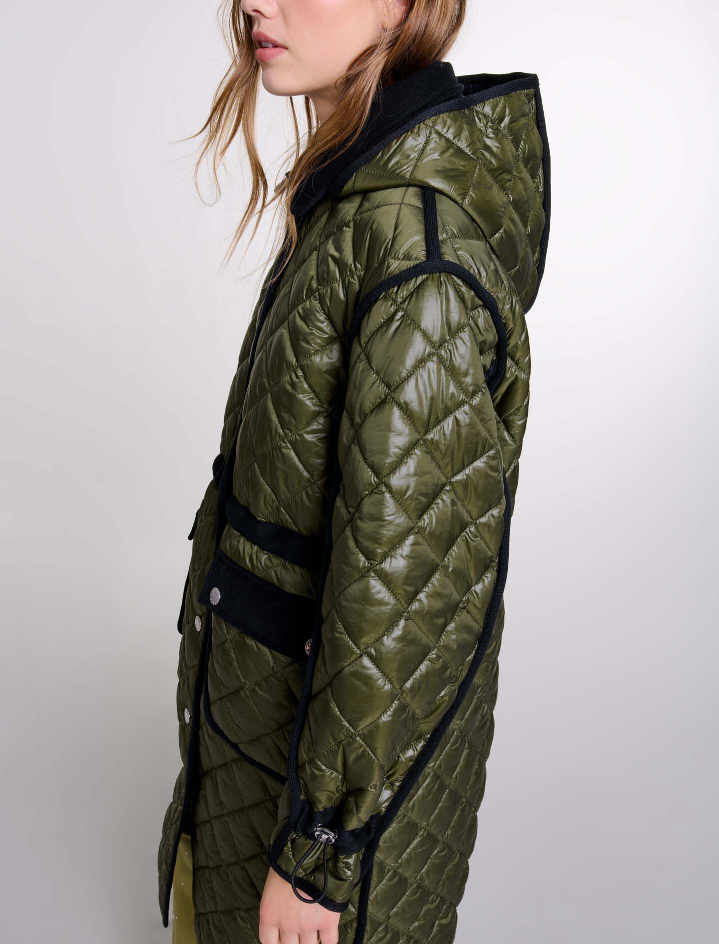 Contrast quilted puffer jacket