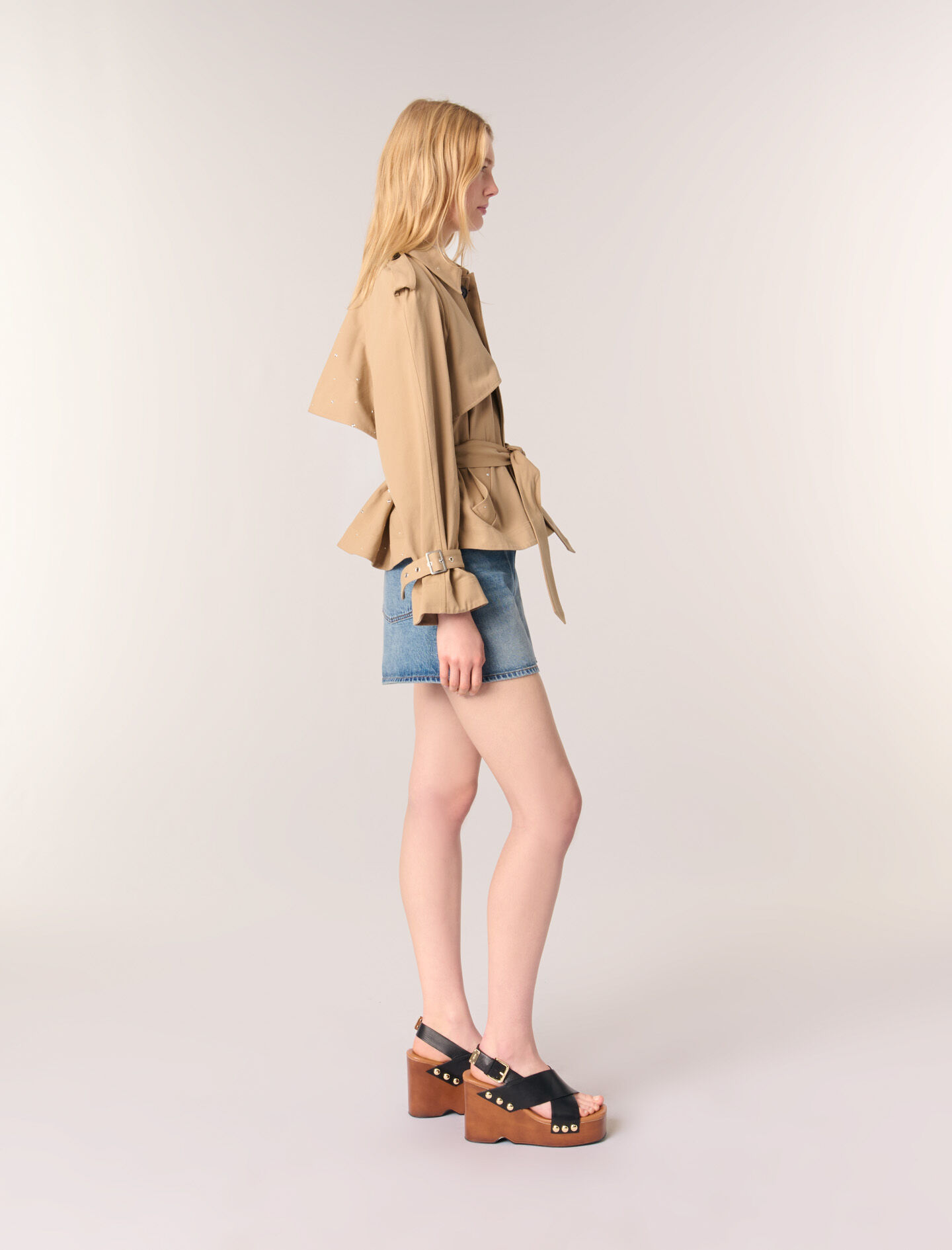 Short studded trench coat