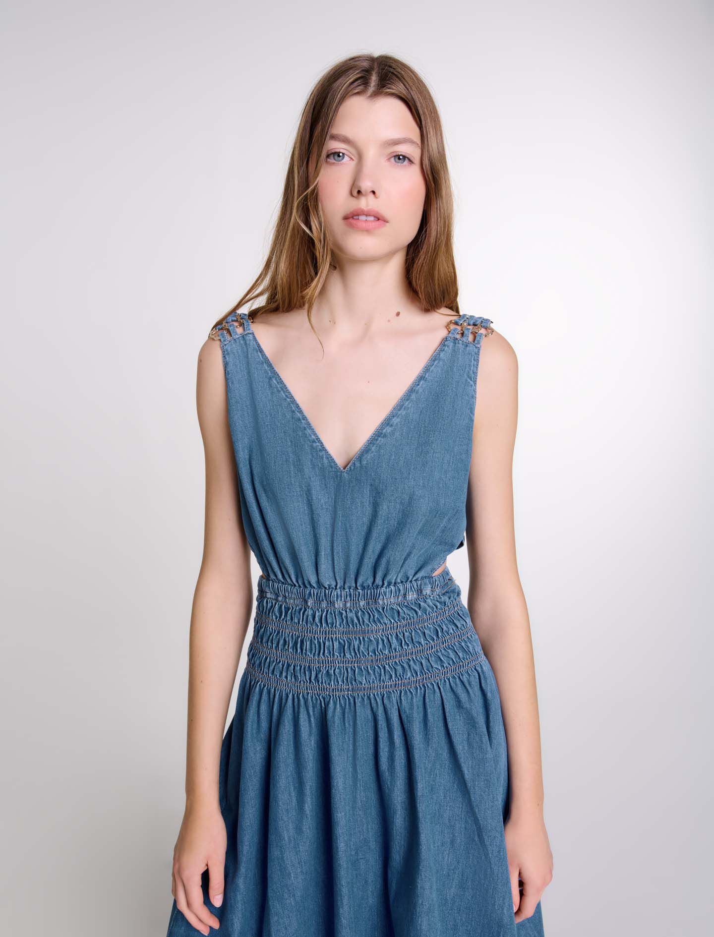 Cutaway denim maxi dress