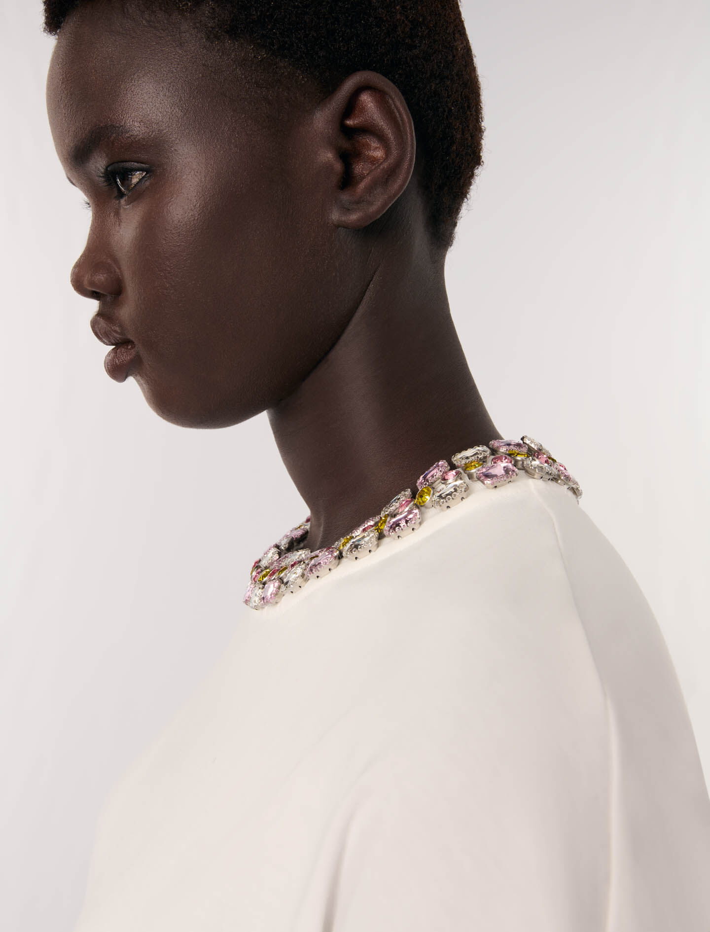 Jewellery neck T-shirt