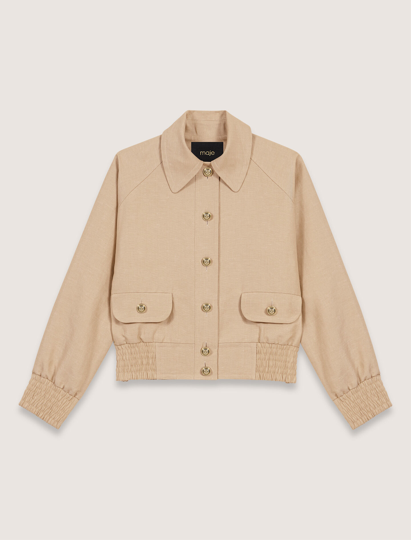 Linen and cotton bomber jacket