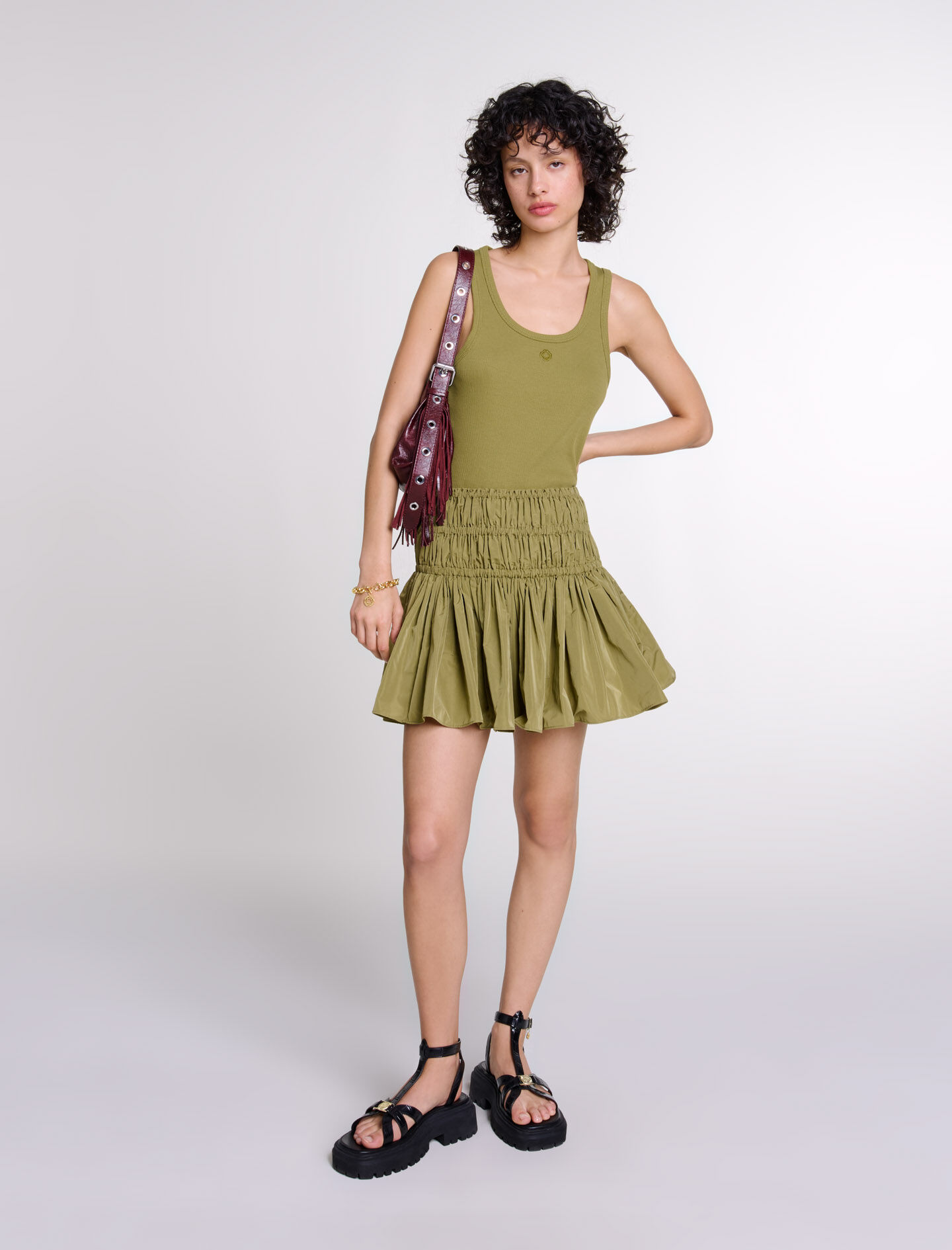 Short taffeta mini-skirt