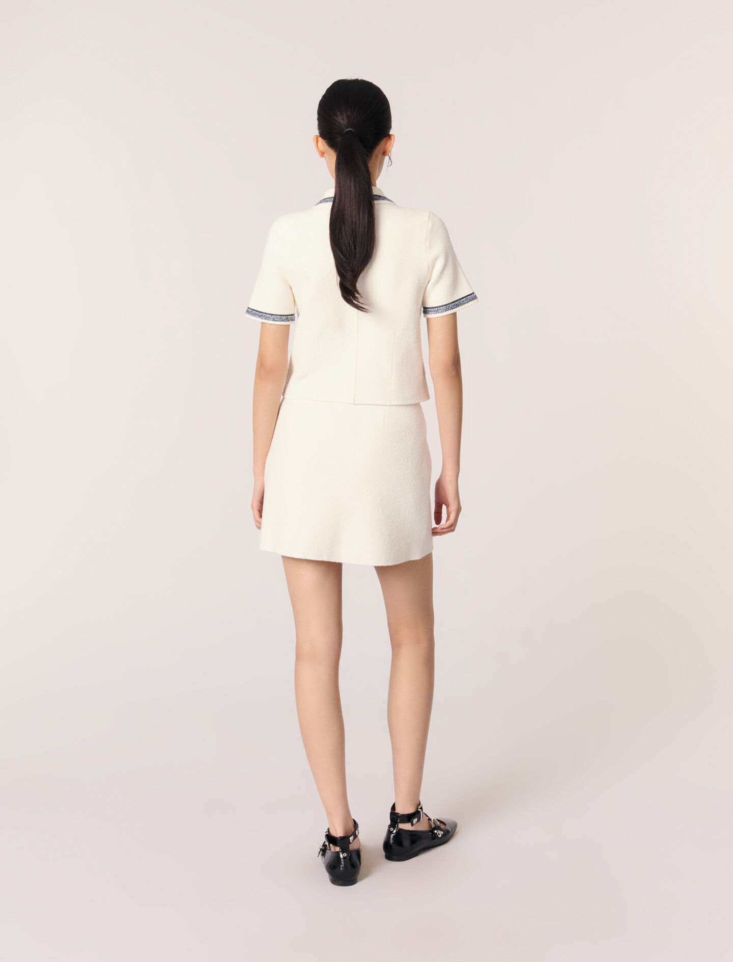 Cropped contrasting trim cardigan