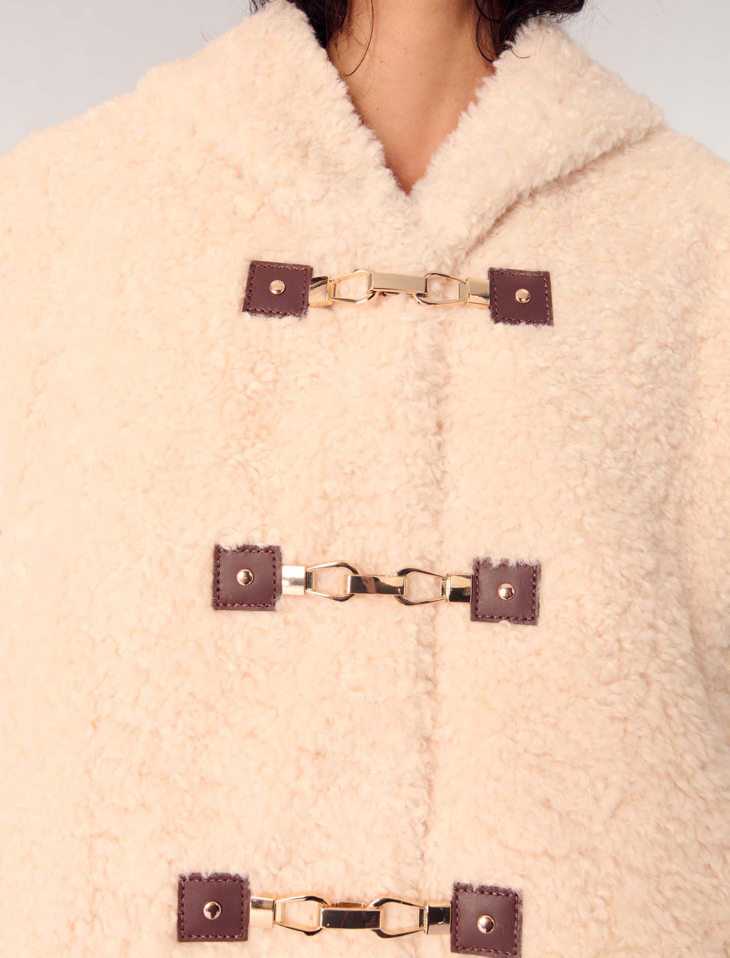 Dual-material faux fur jacket