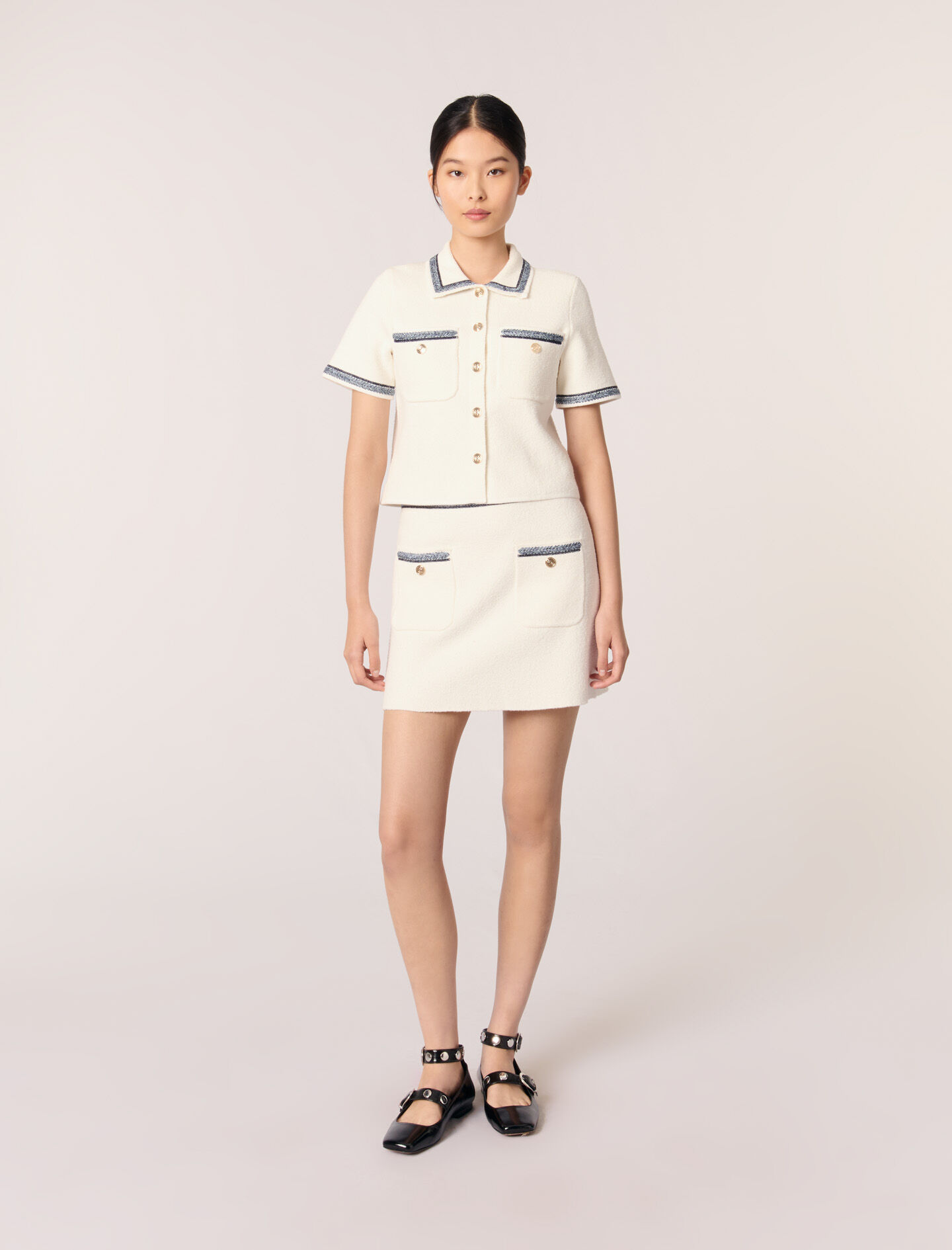 Cropped contrasting trim cardigan