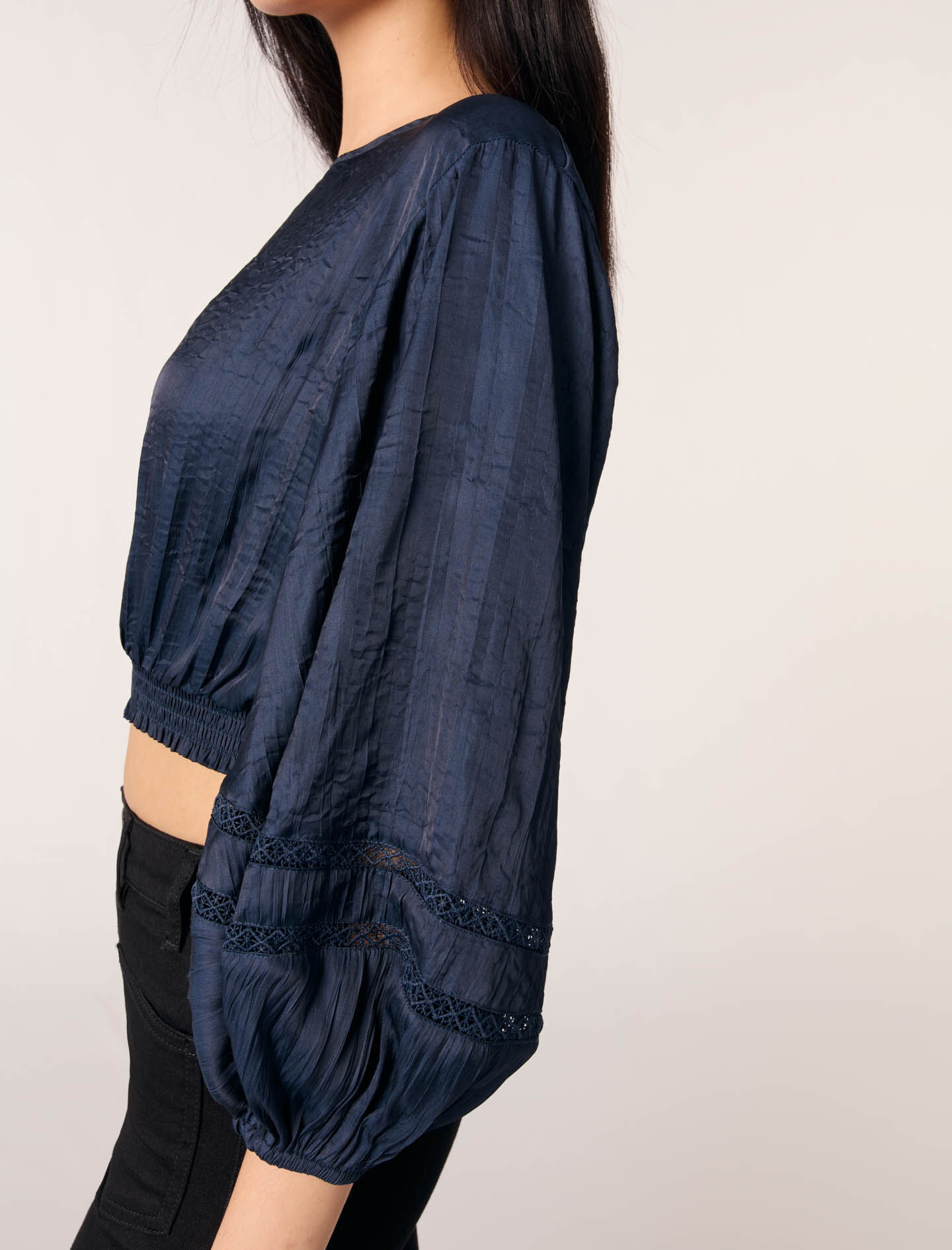 Satin-look short top