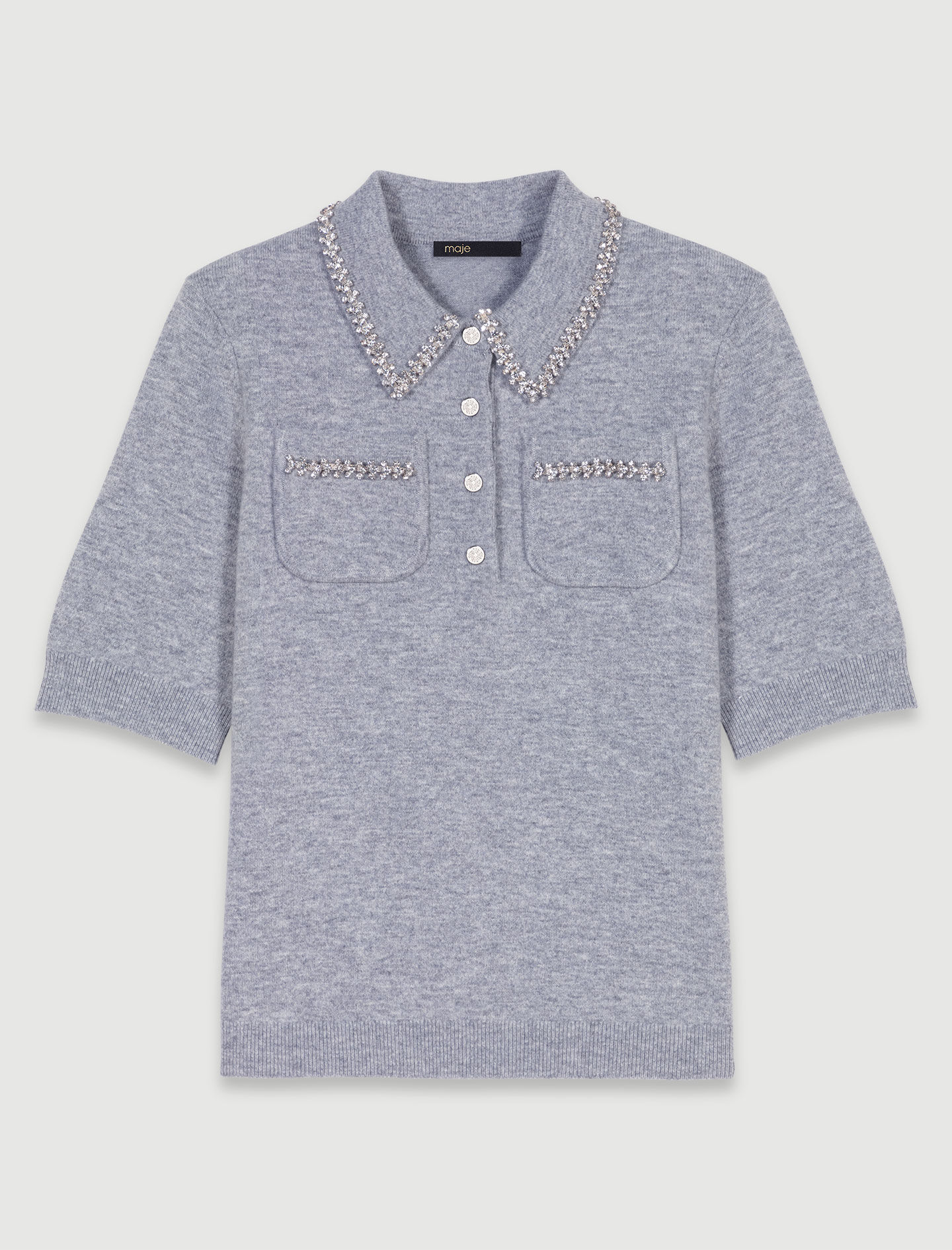 Knitted jumper with rhinestones