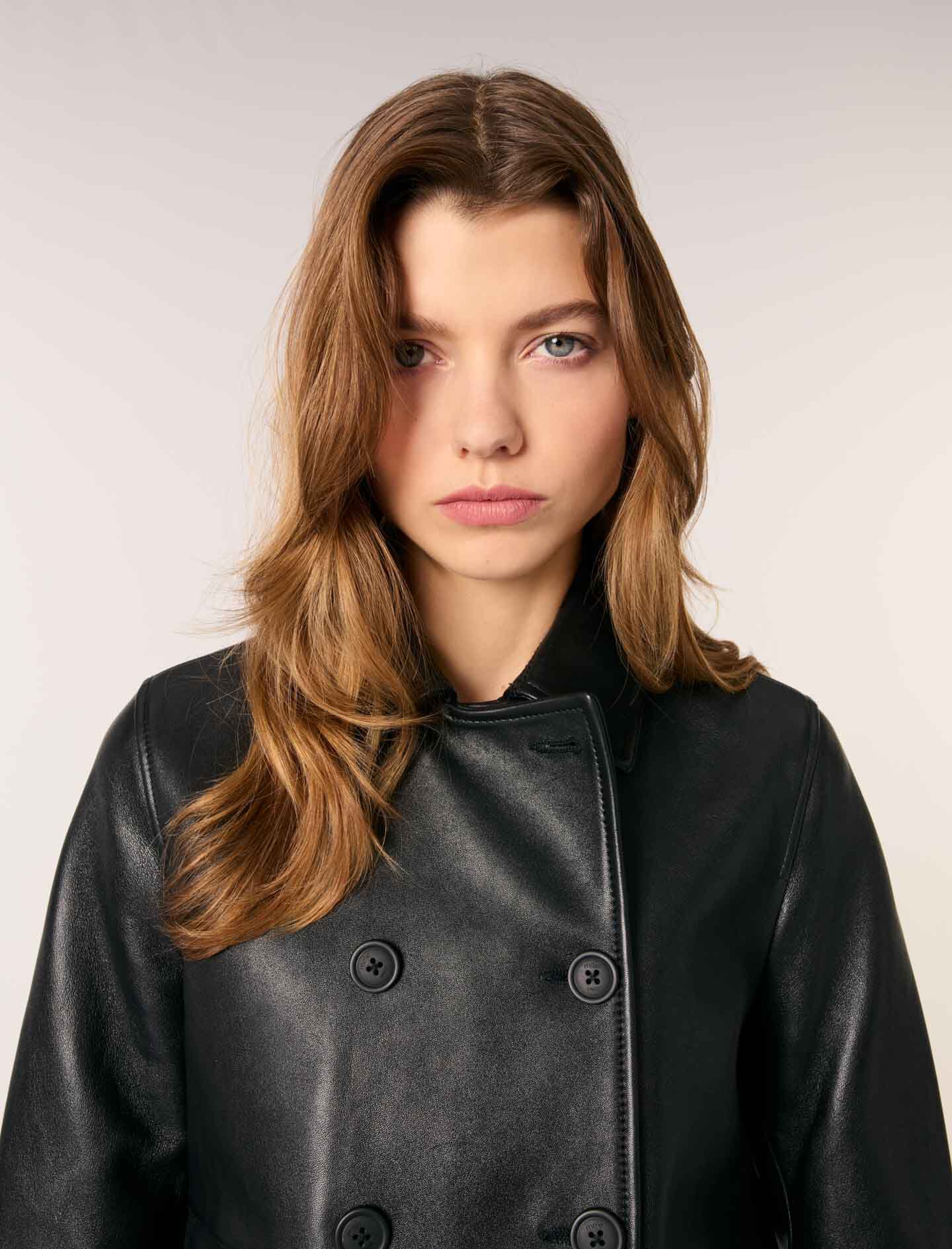 Cropped leather jacket