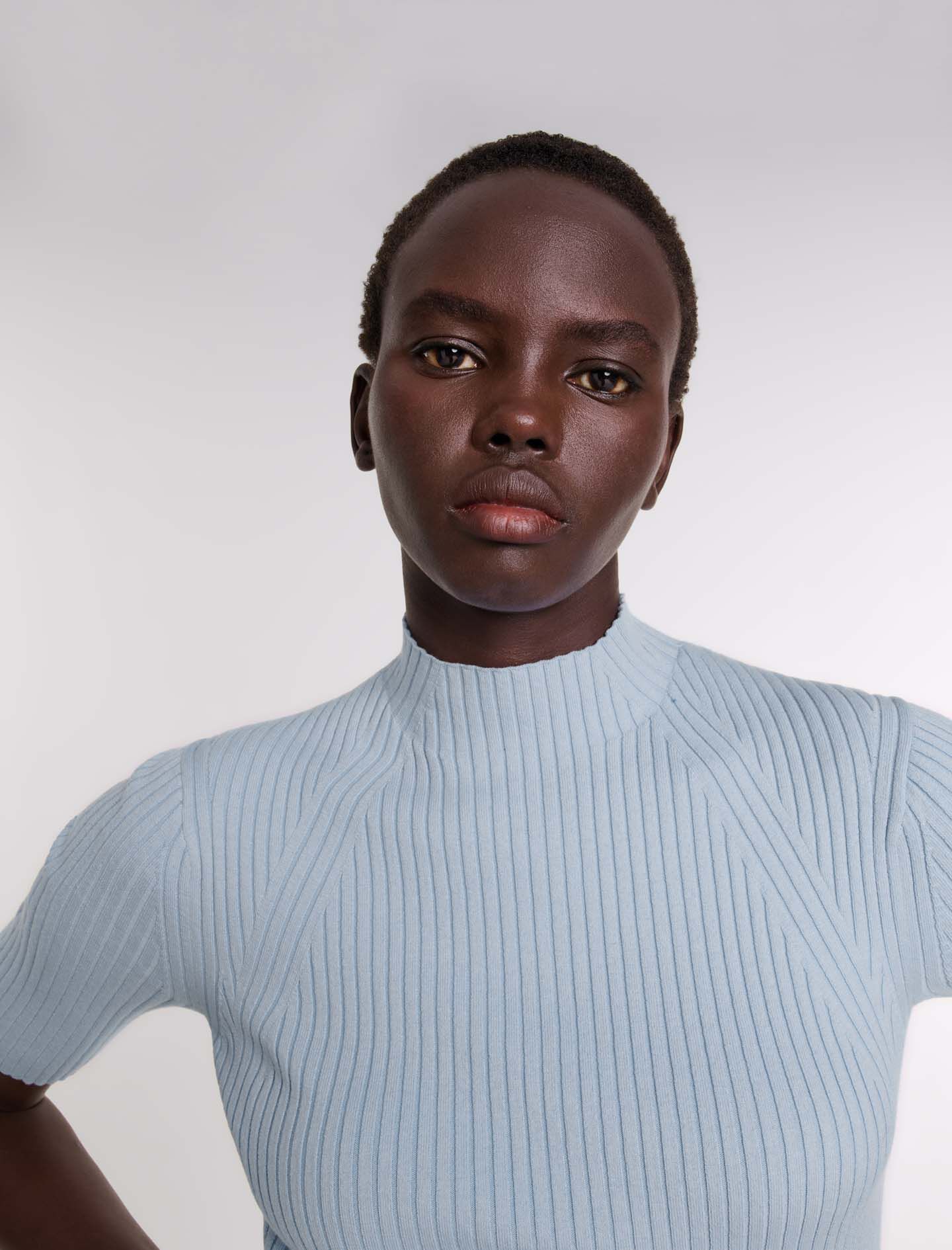 Cotton and silk ribbed top