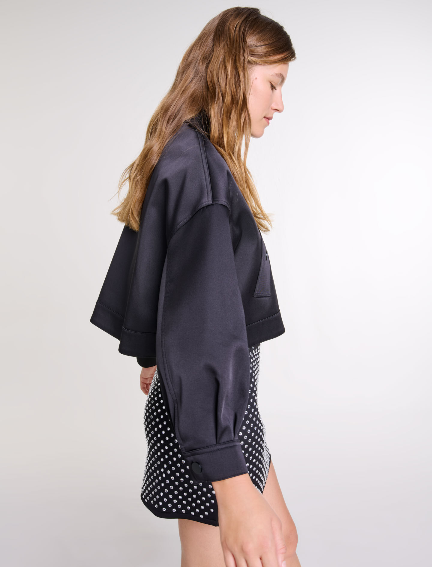 Short skirt with rhinestones