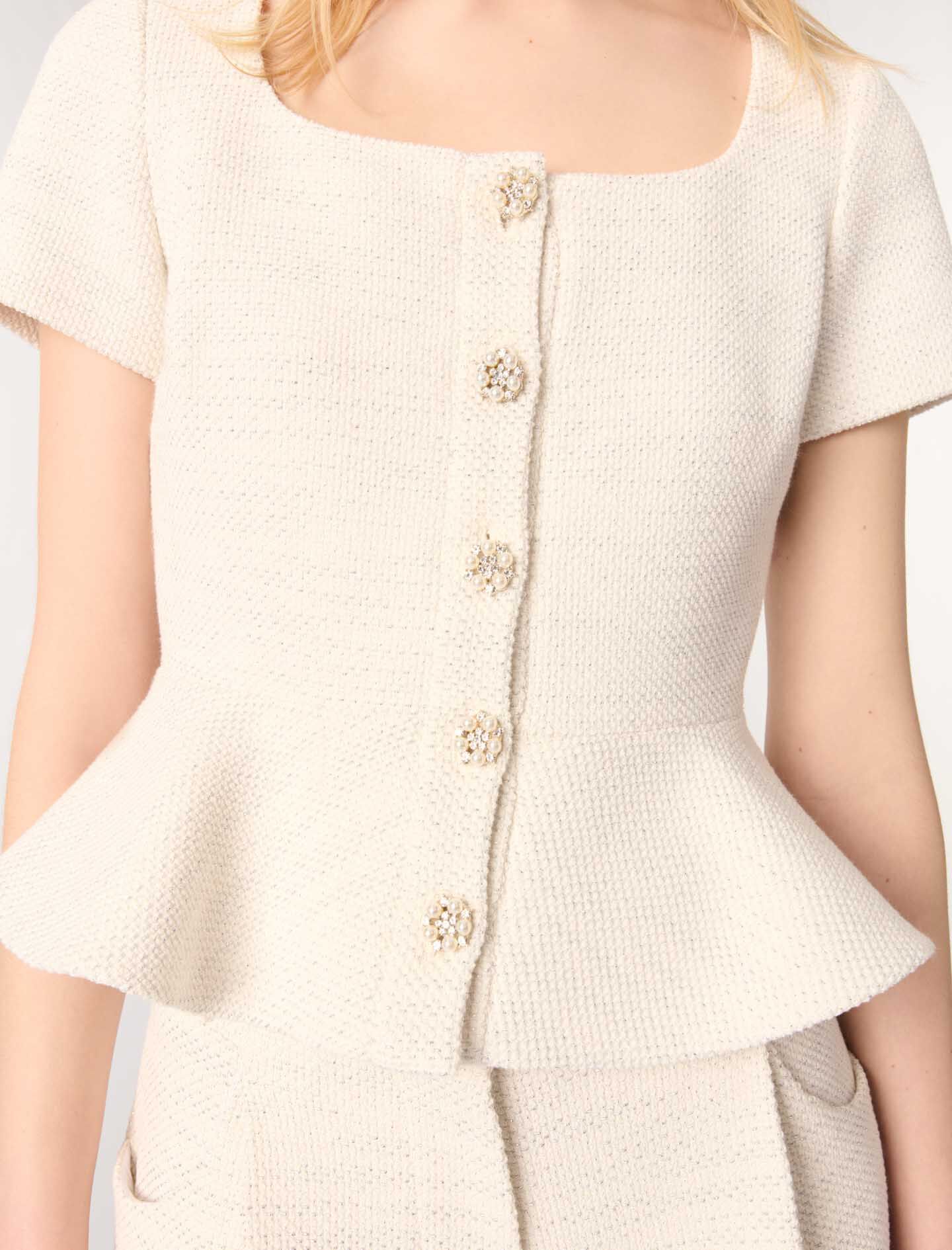 Tweed and lurex peplum top