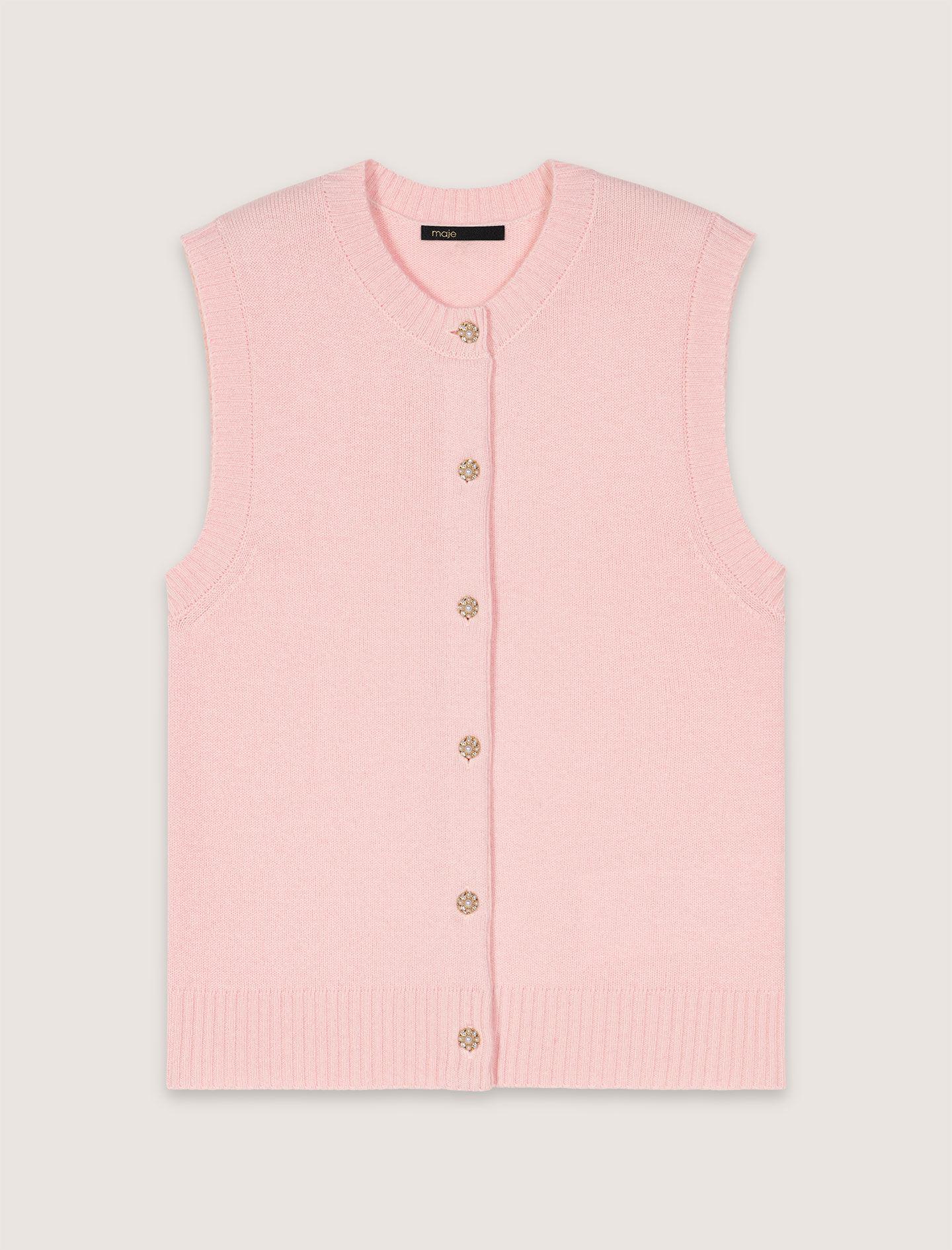 Sleeveless wool cardigan