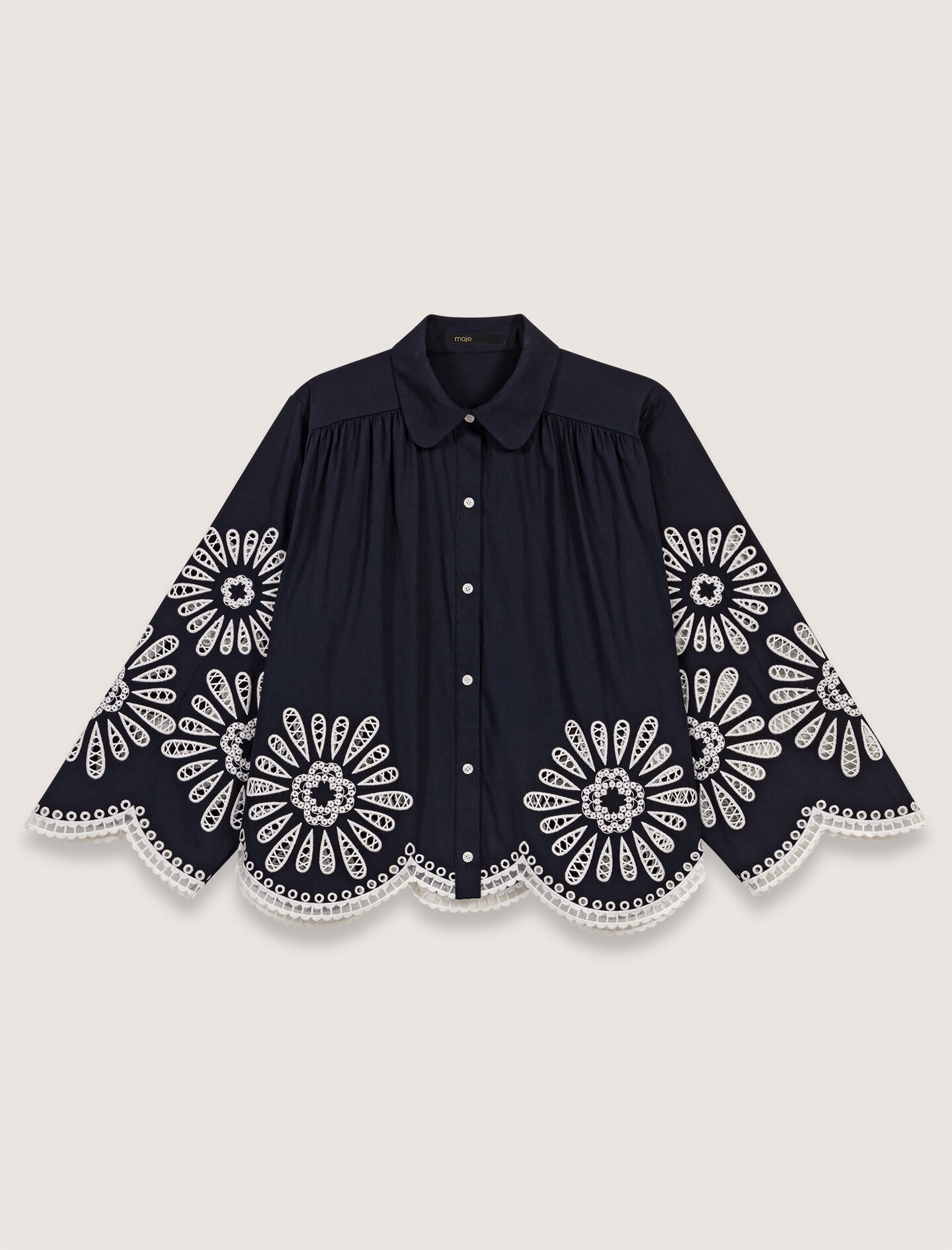 Cropped shirt with crochet detail