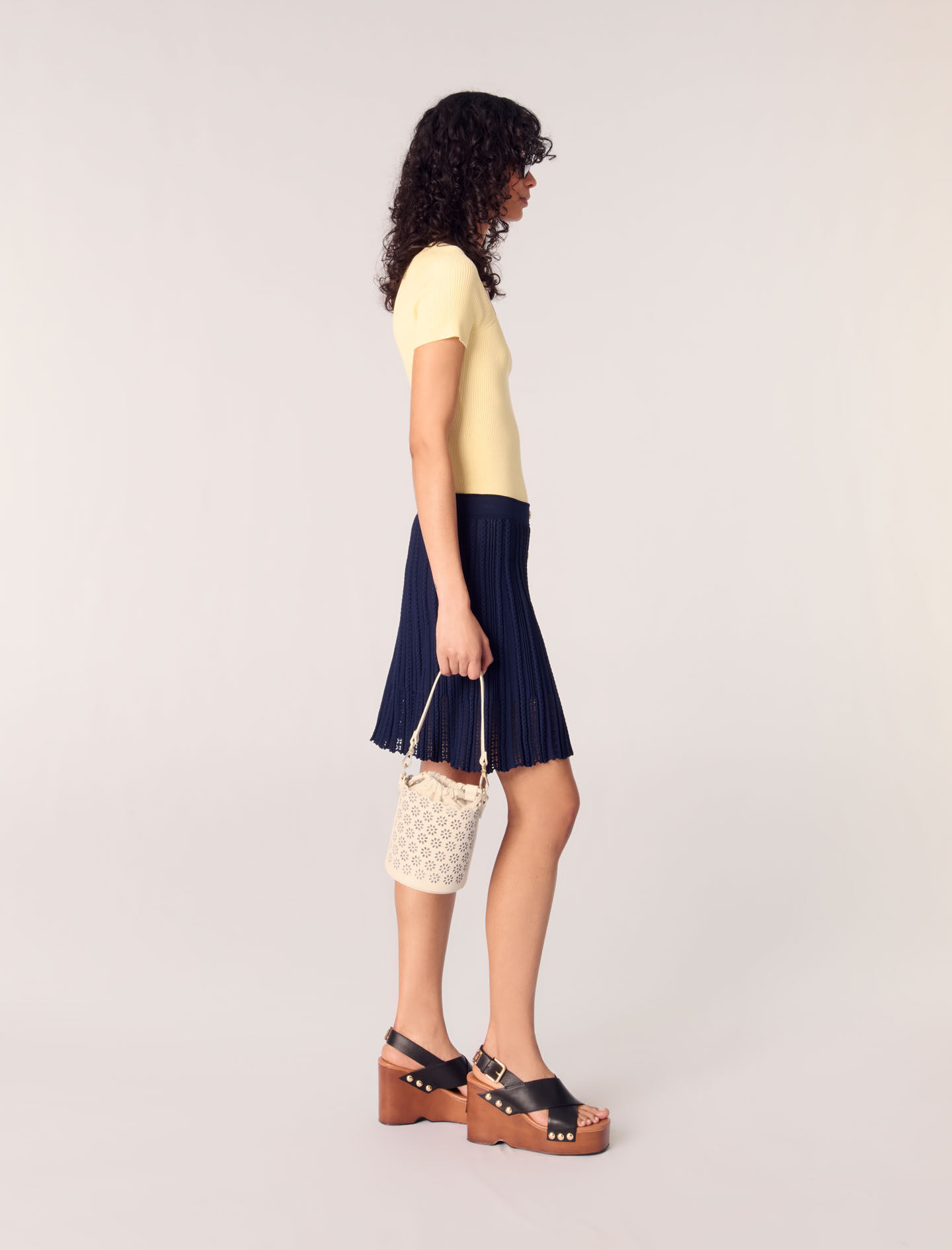 Woven knit short skirt