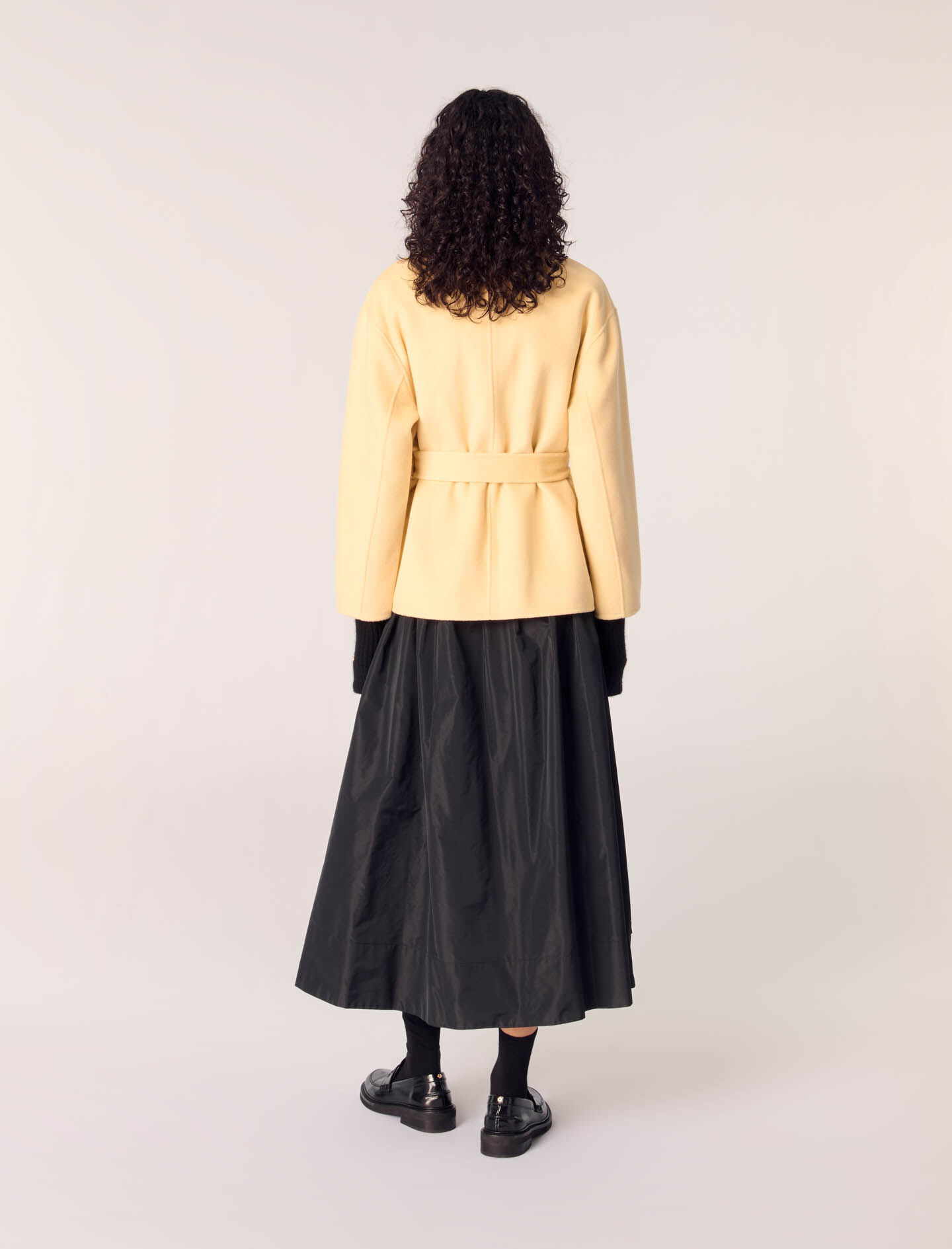 Short double-faced belted coat
