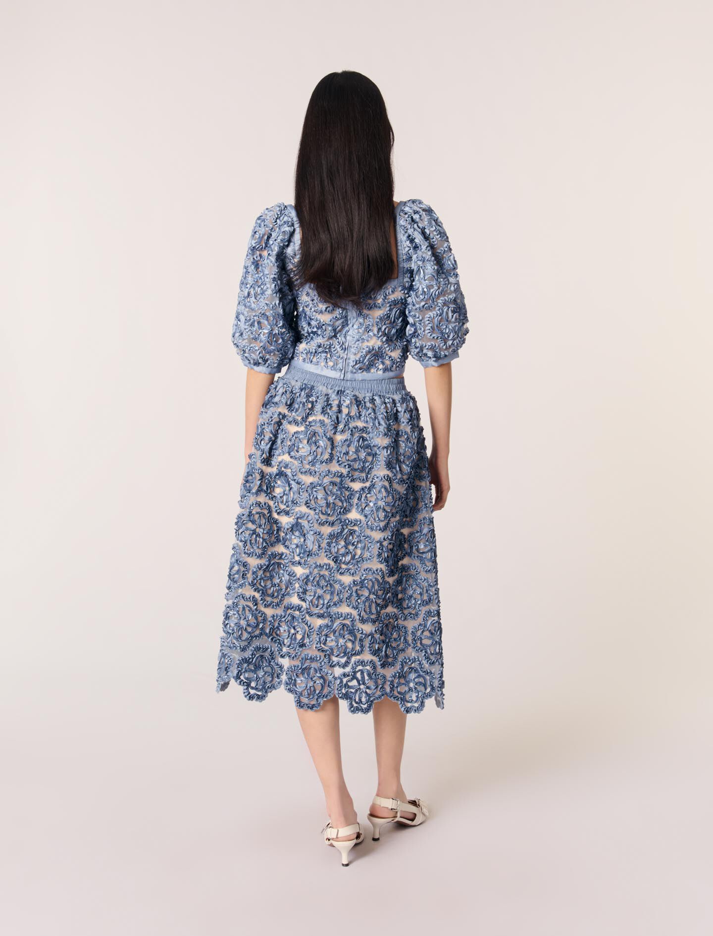 Floral organza maxi skirt