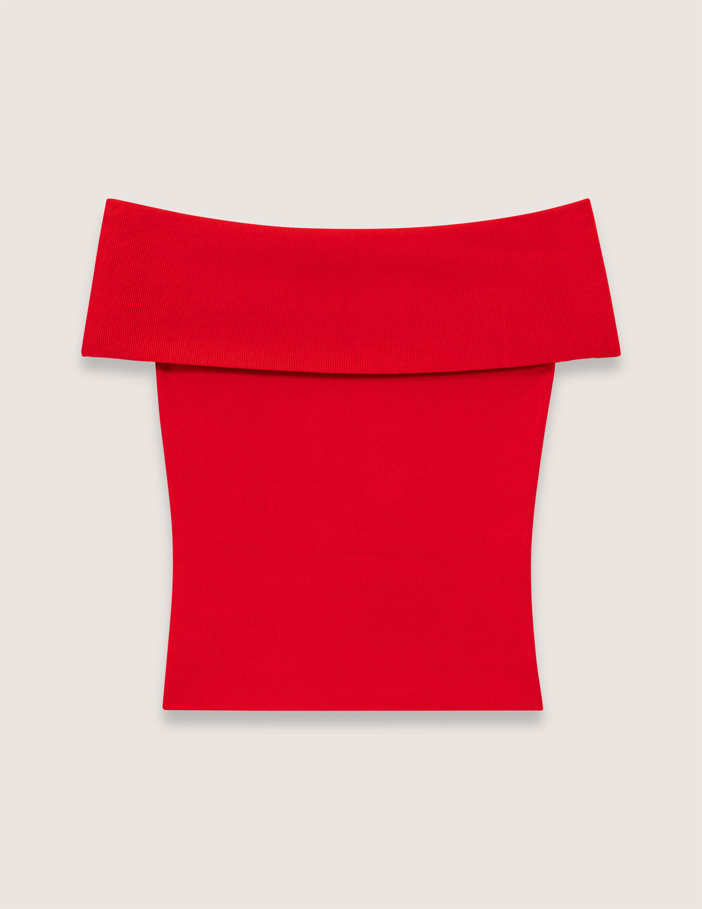 Rib knit bardot-neck top