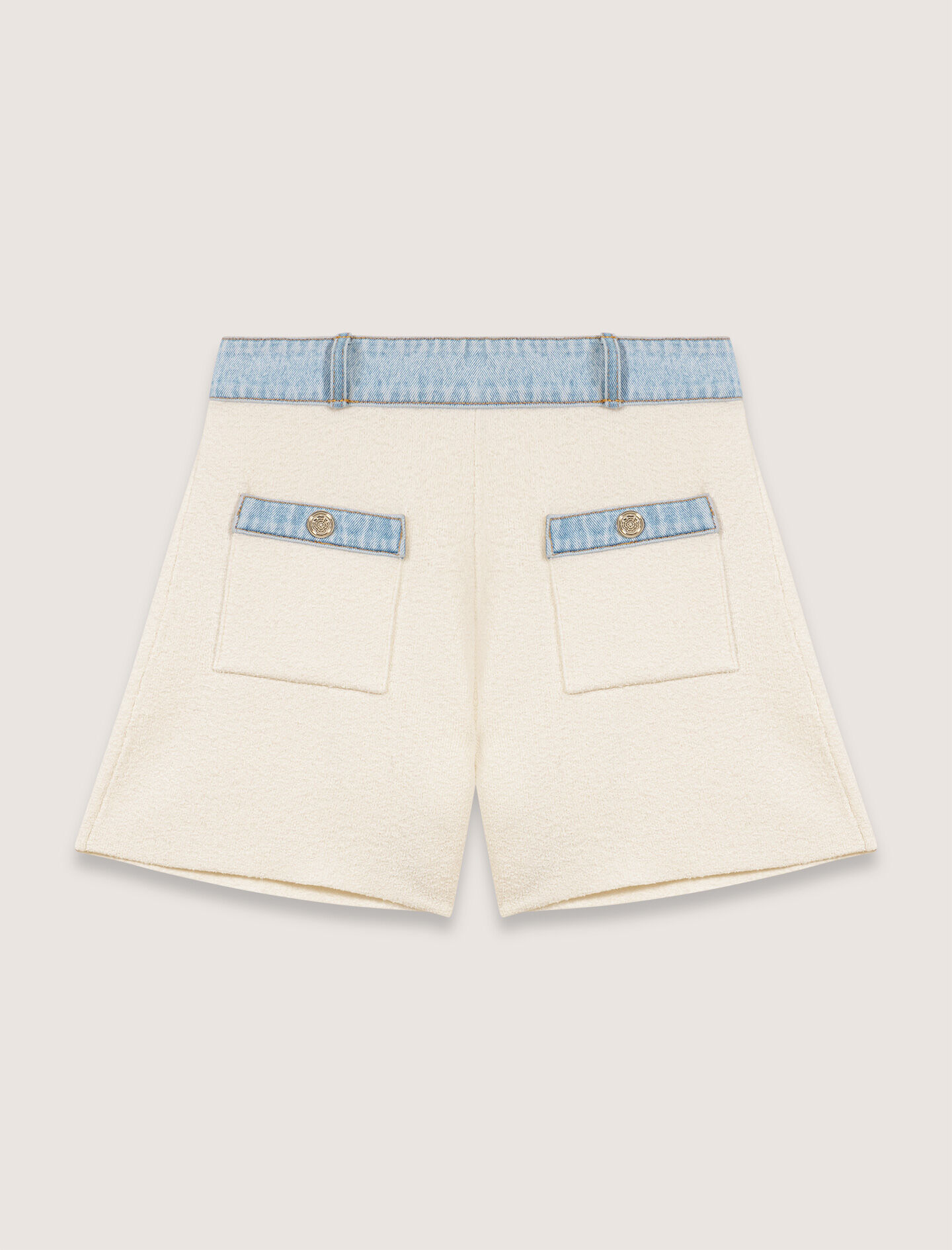 Knitted shorts with denim trim