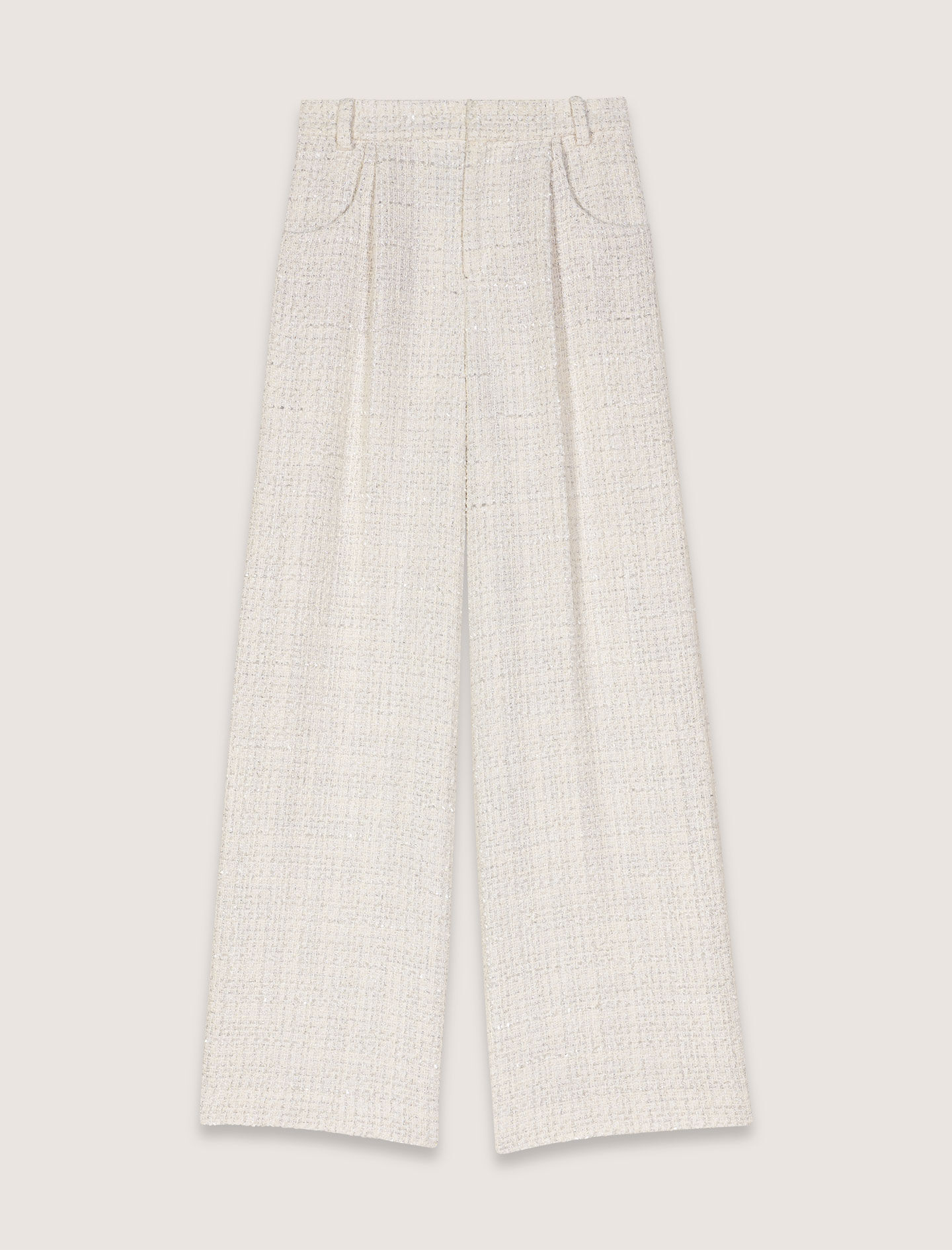 Wide-leg tweed trousers
